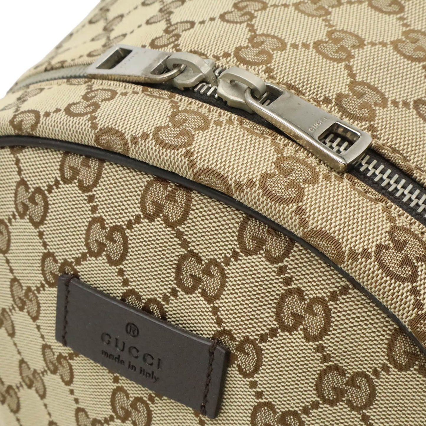 Gucci Gg Canvas Beige Dark Brown Gg Canvas Leather Backpack