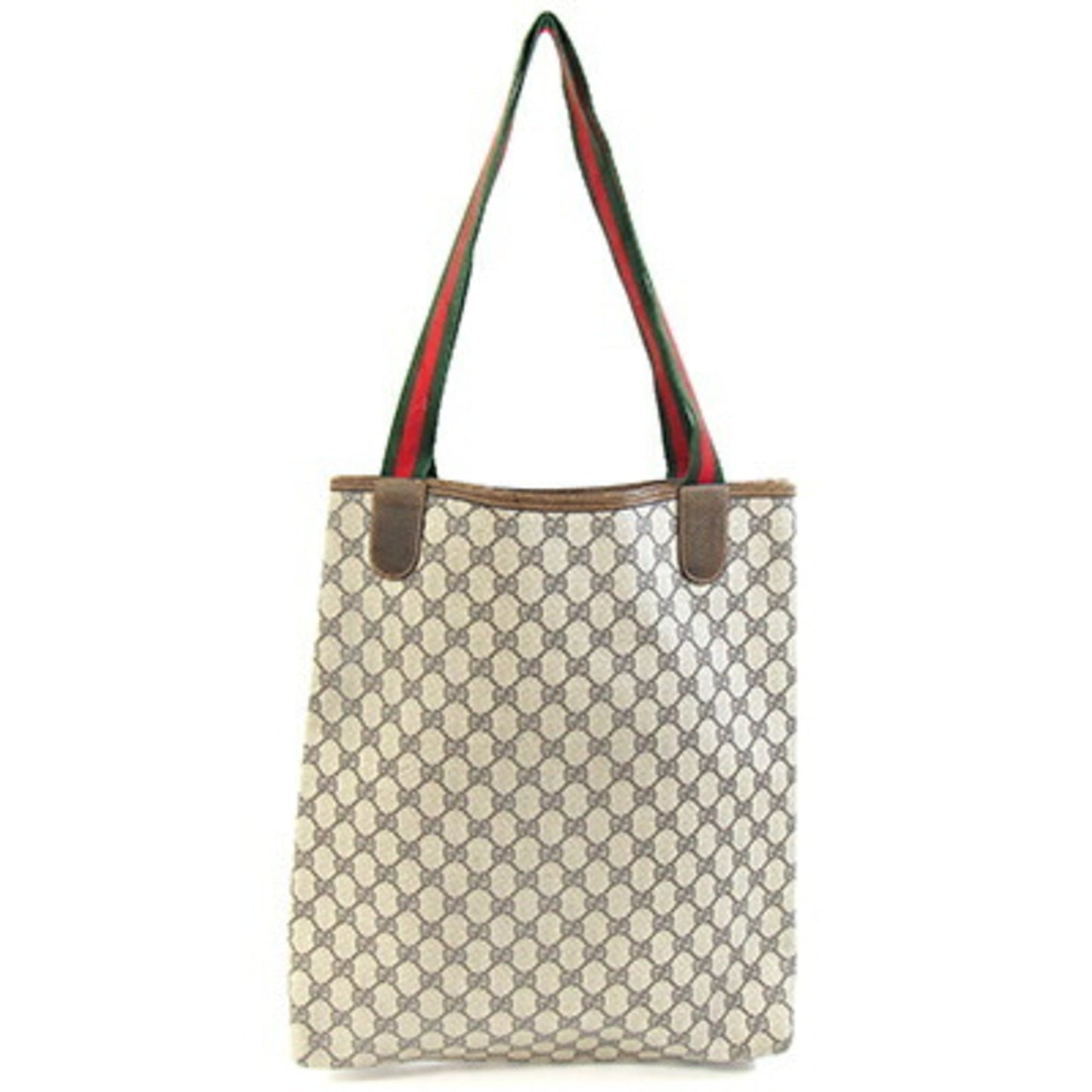 Gucci Beige Pvc Leather Canvas Tote Bag