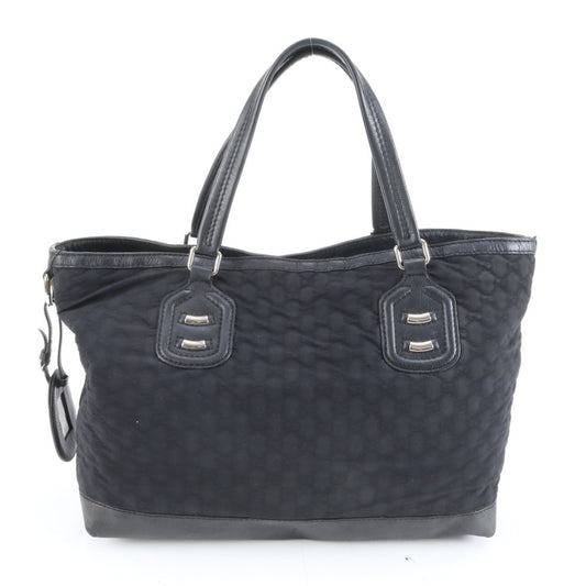 Gucci Black Leather Nylon Tote Bag