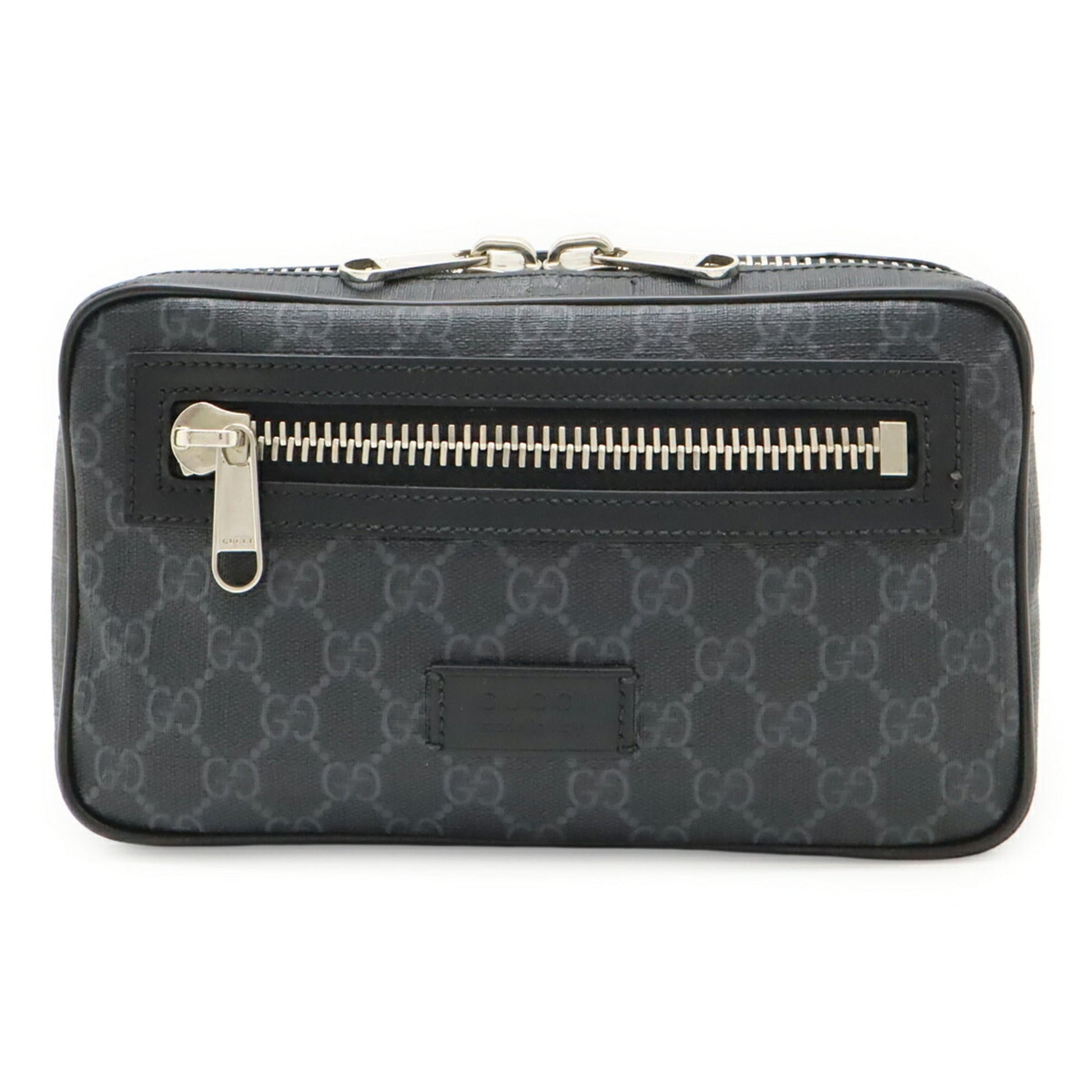 Gucci Black Dark Gray Navy Red Color Pvc Leather Fanny Pack