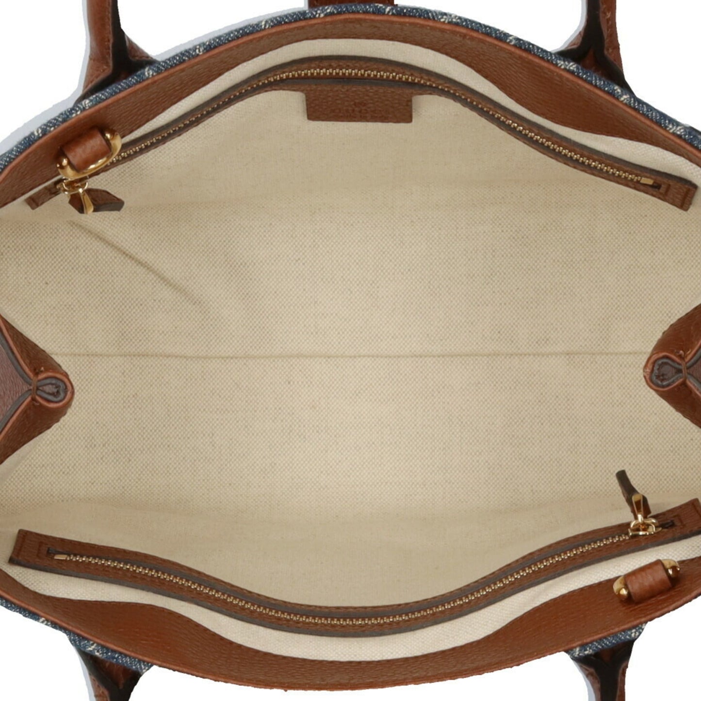 Gucci Blue Brown Denim Leather Shoulder Bag