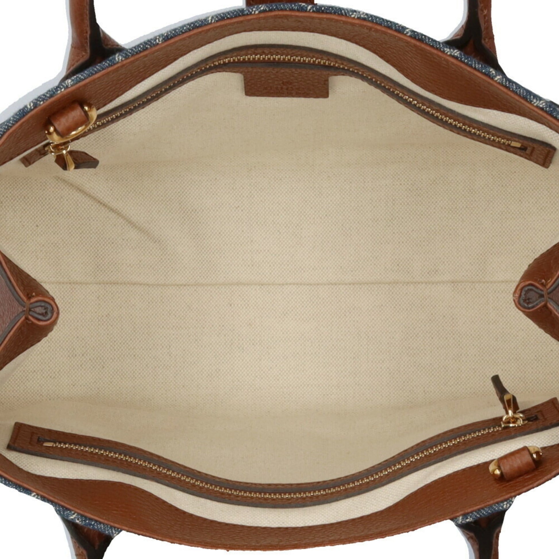Gucci Blue Brown Denim Leather Shoulder Bag