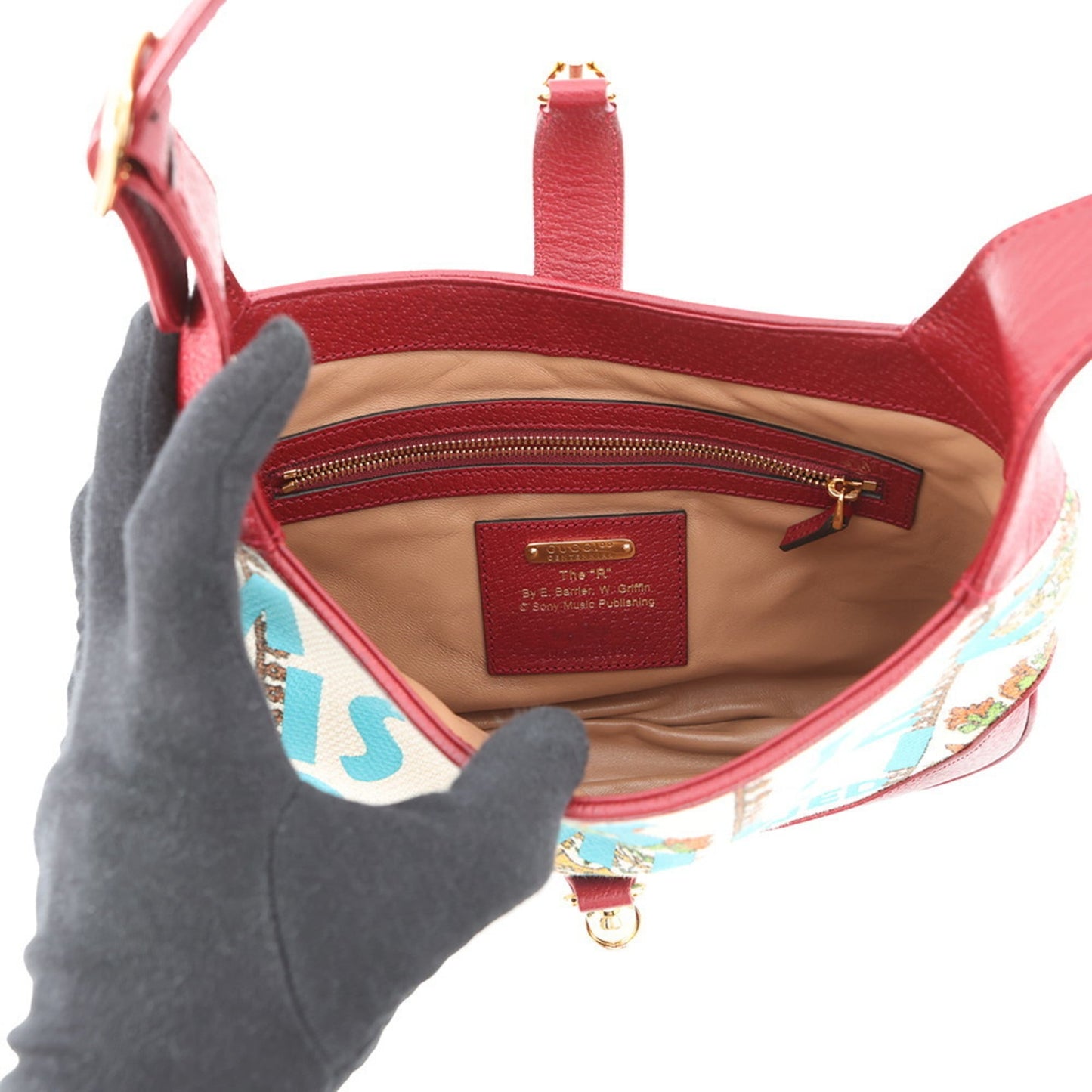 Gucci Ivory Red Color Canvas Leather Handbag Shoulder Bag