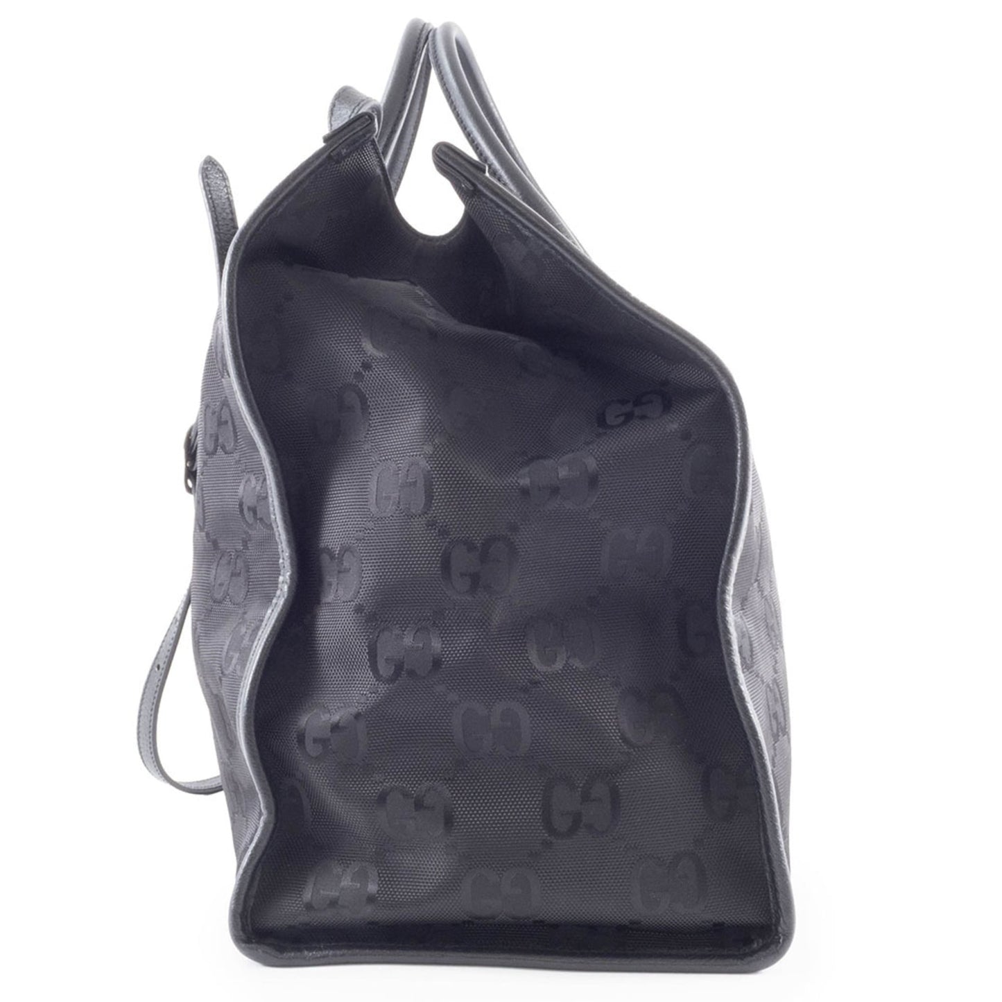 Gucci Black Nylon Leather Tote Bag