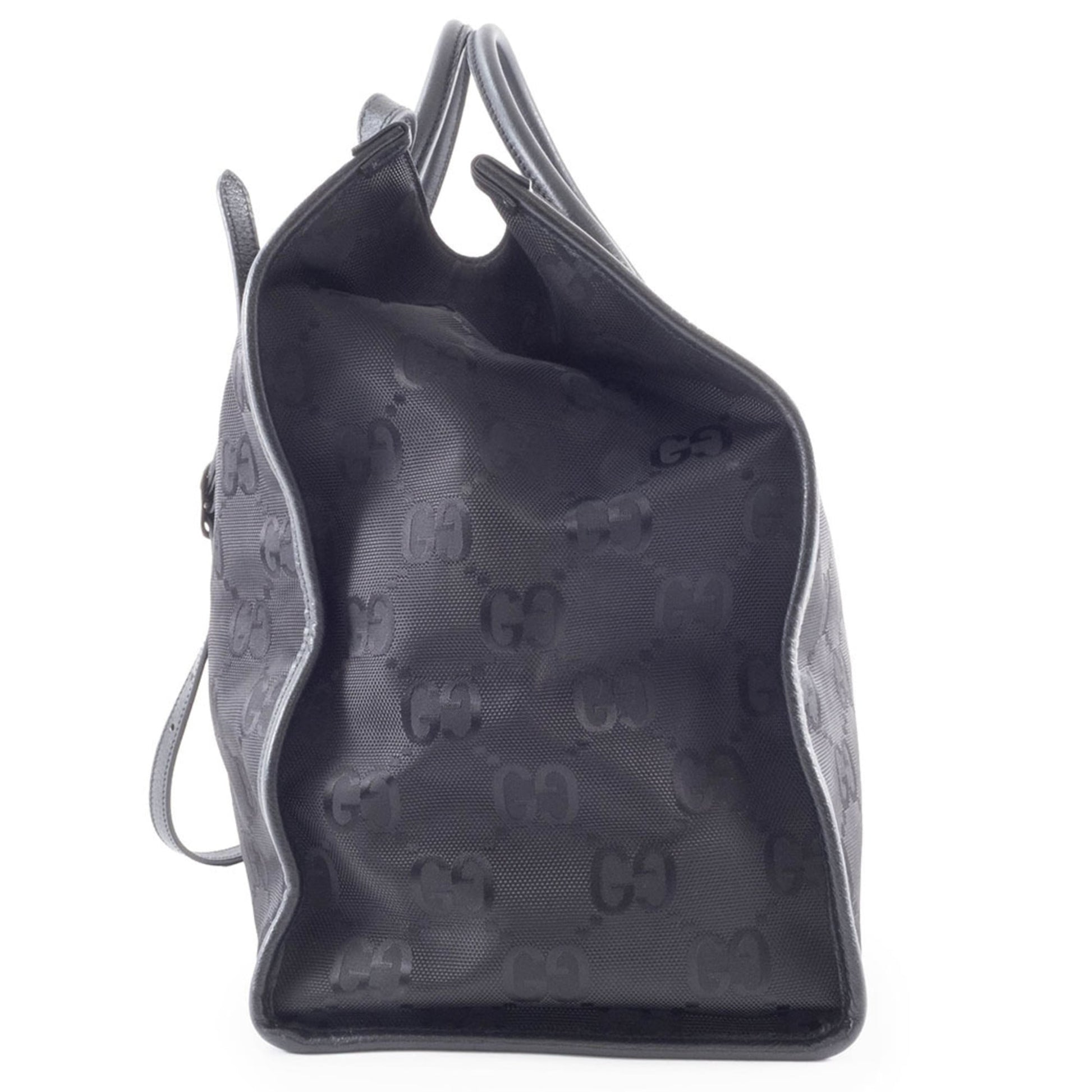 Gucci Black Nylon Leather Tote Bag