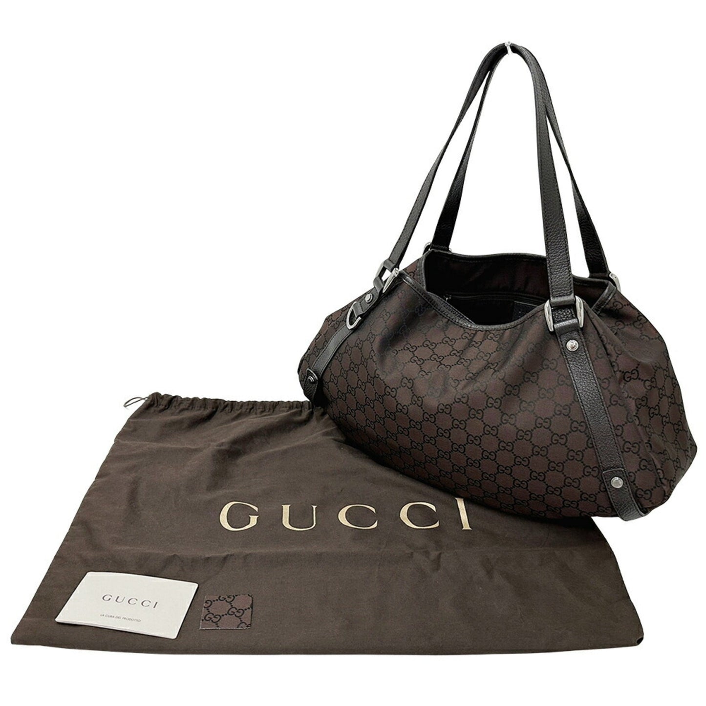 Gucci Abbey Dark Brown Nylon Shoulder Bag Tote Bag
