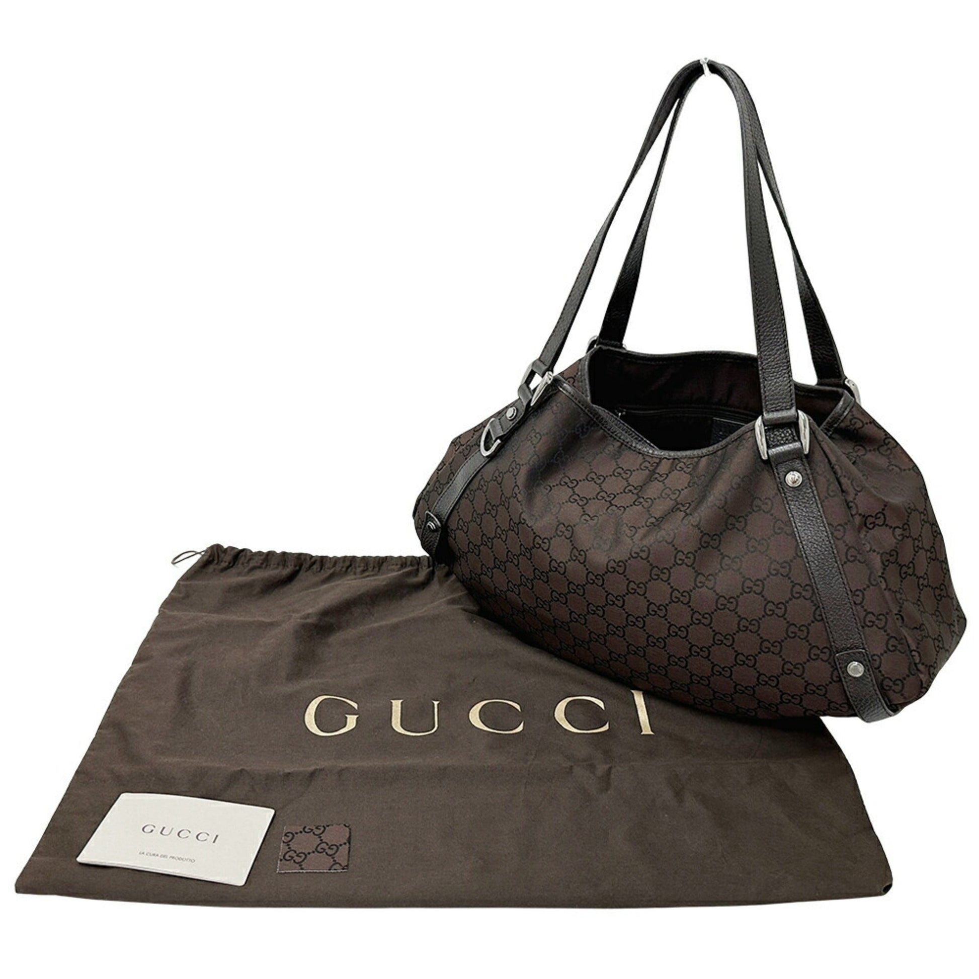 Gucci Abbey Dark Brown Nylon Shoulder Bag Tote Bag