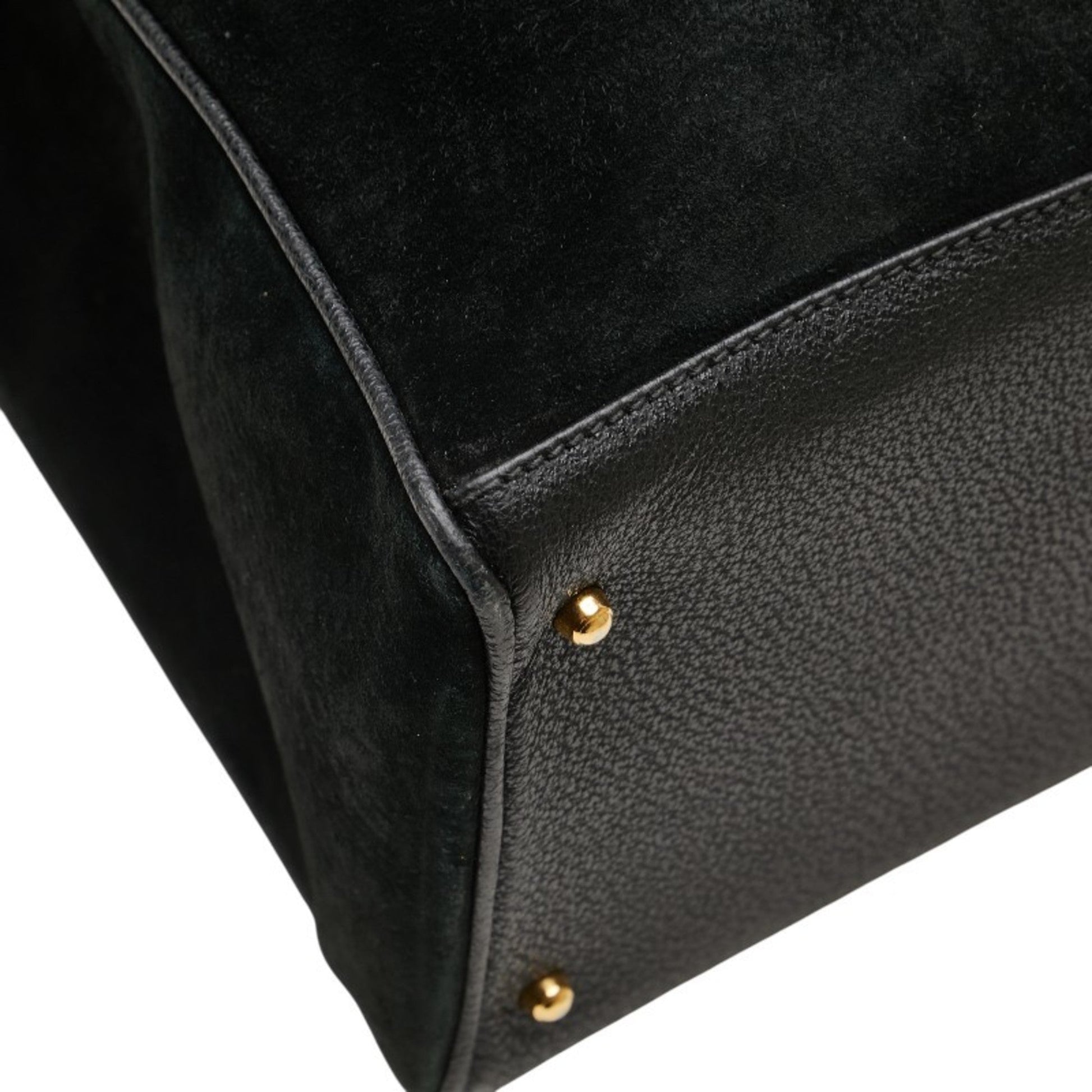Gucci Bamboo Black Suede Leather Shoulder Bag Tote Bag