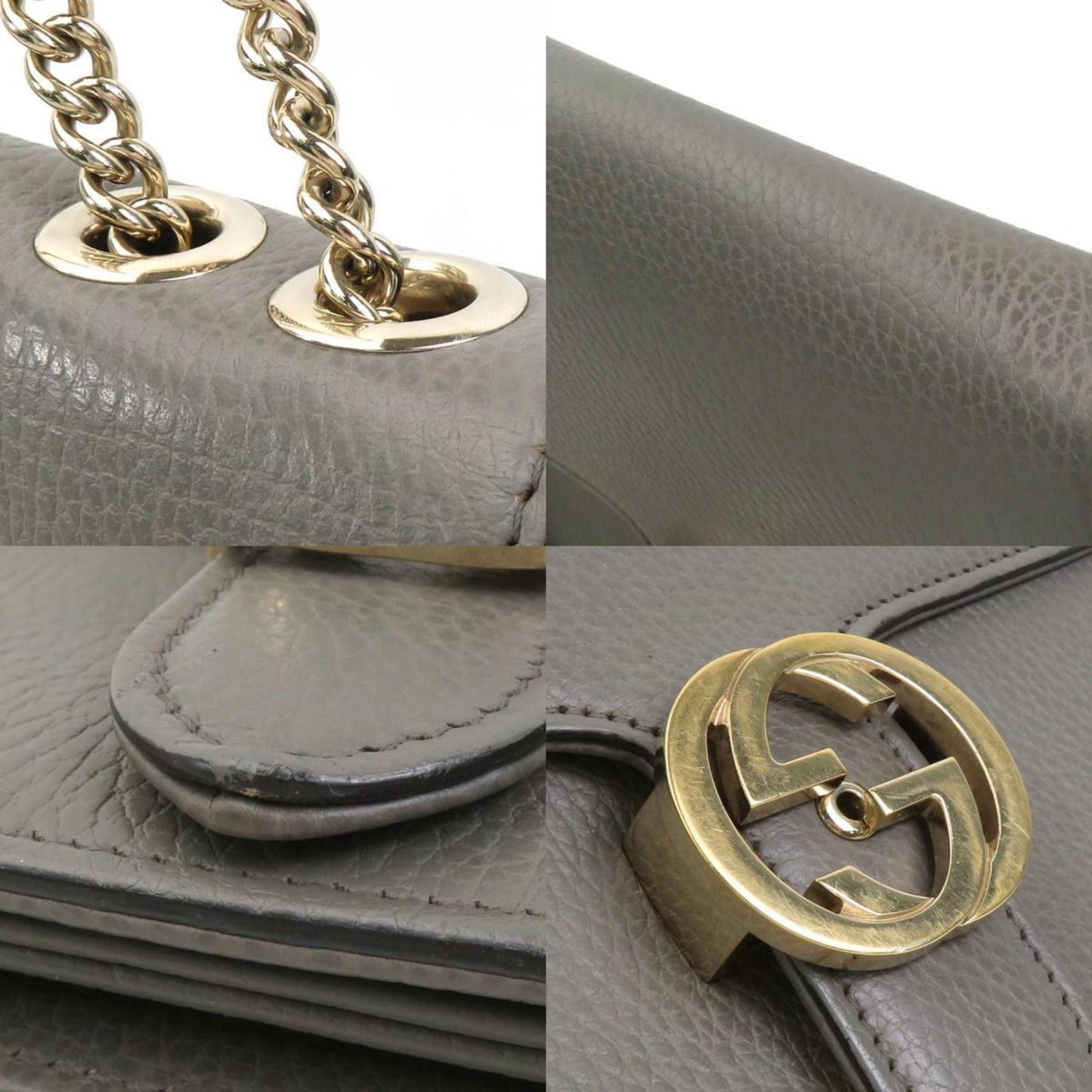 Gucci Gray Leather Shoulder Bag