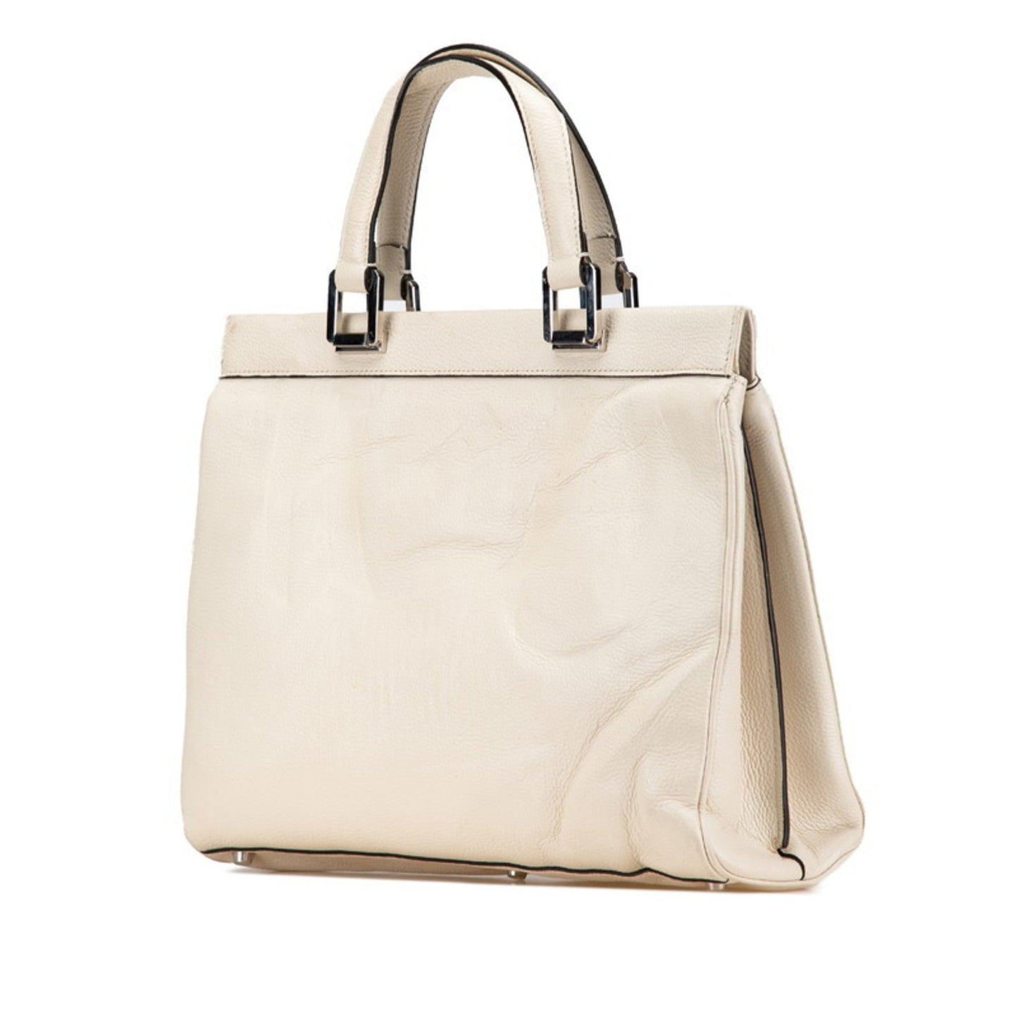 Gucci Gold Silver White Leather Handbag Shoulder Bag