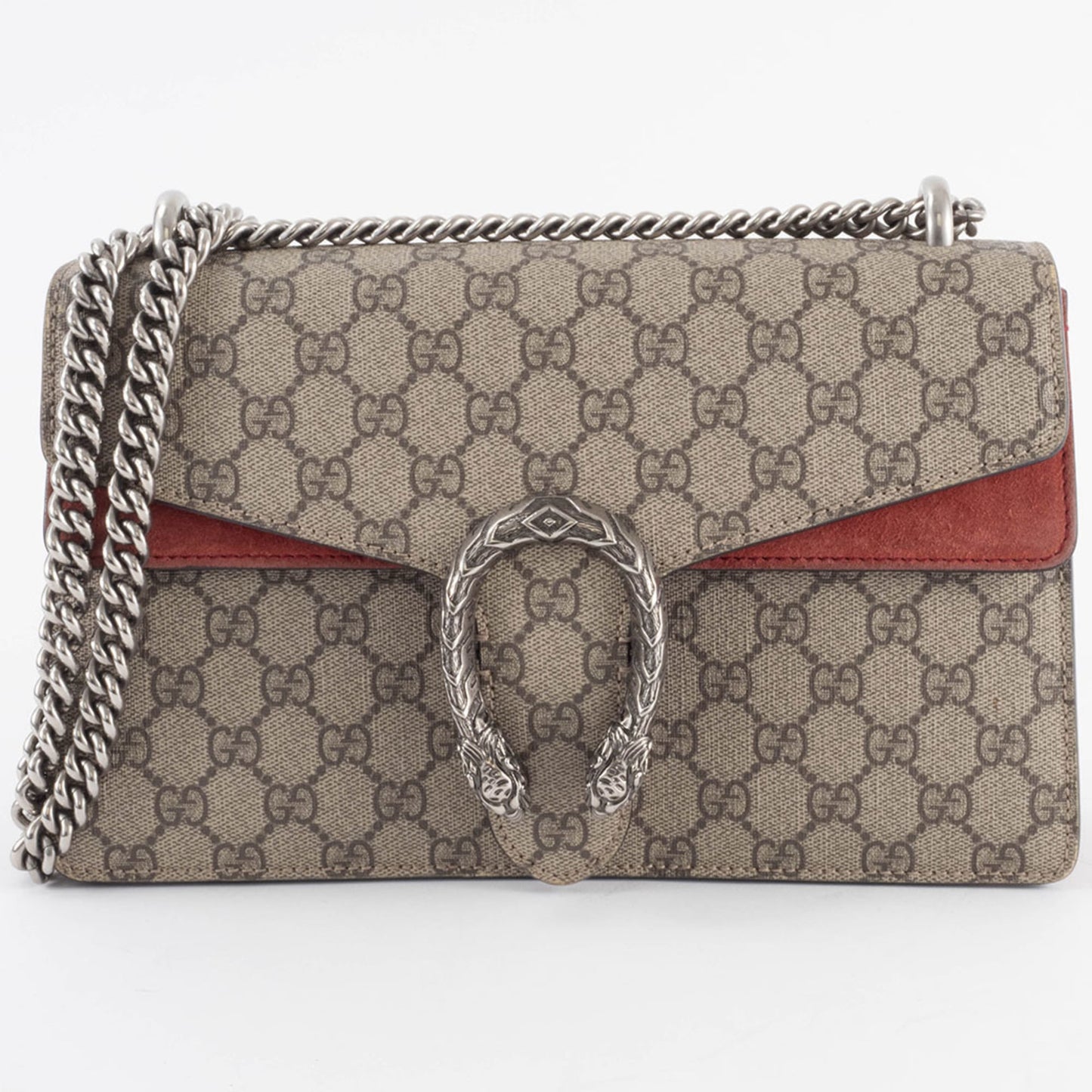 Gucci Beige Red Color Gg Supreme Leather Shoulder Bag