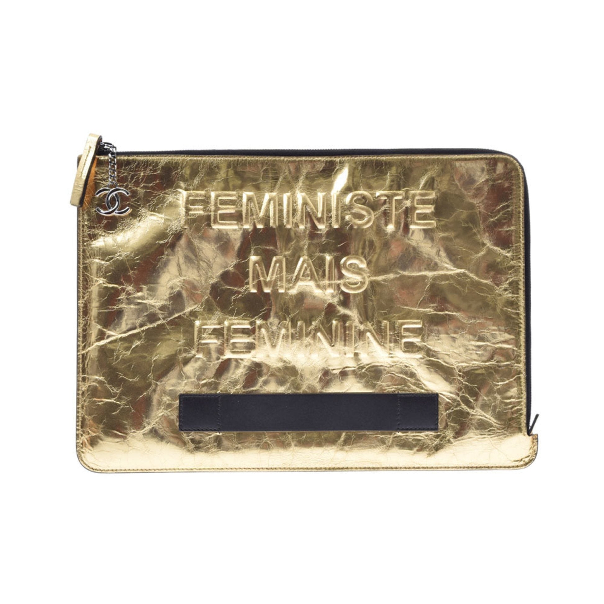 Chanel VETEZCOCO gold men's calf clutch bag