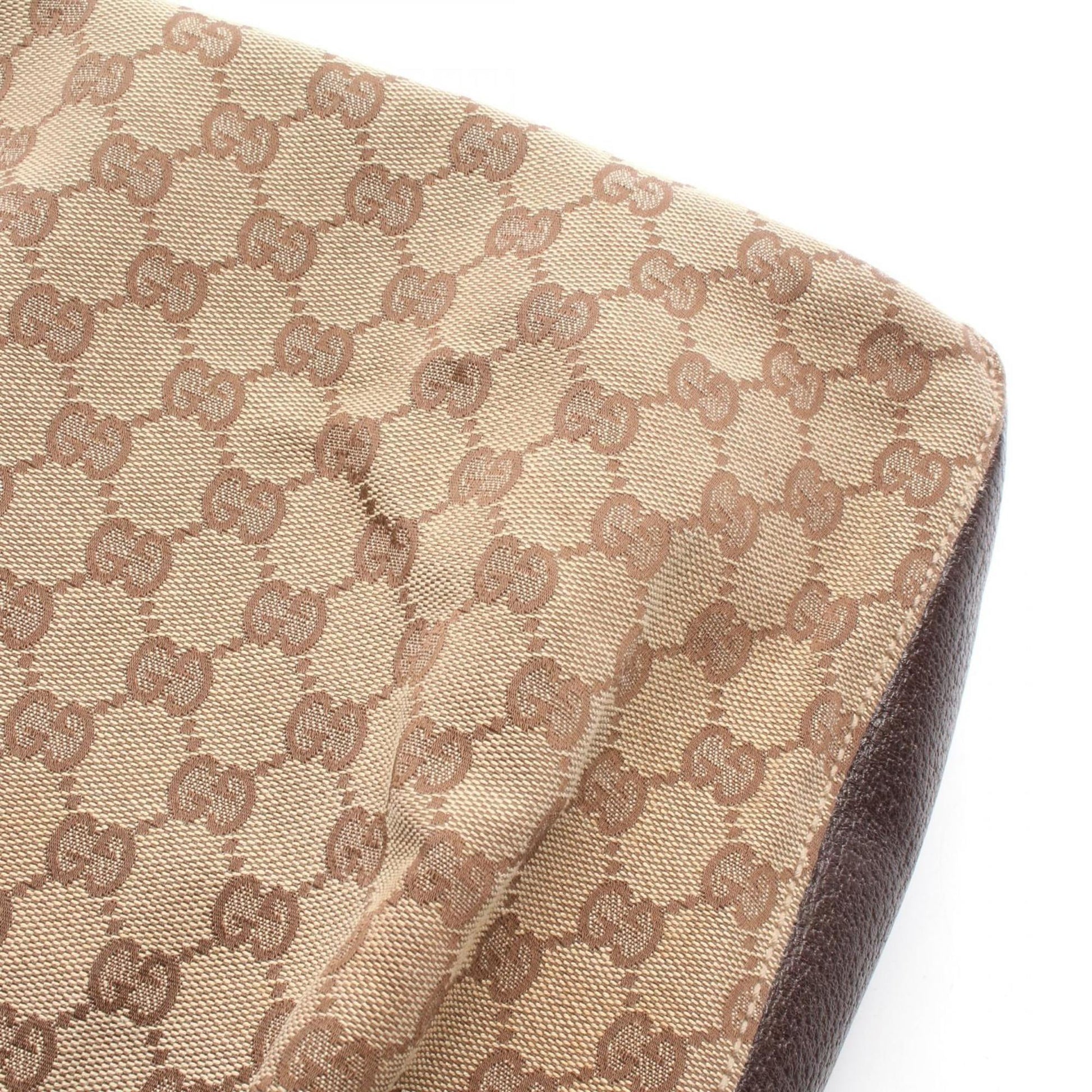 Gucci Beige Brown Gg Canvas Leather Handbag