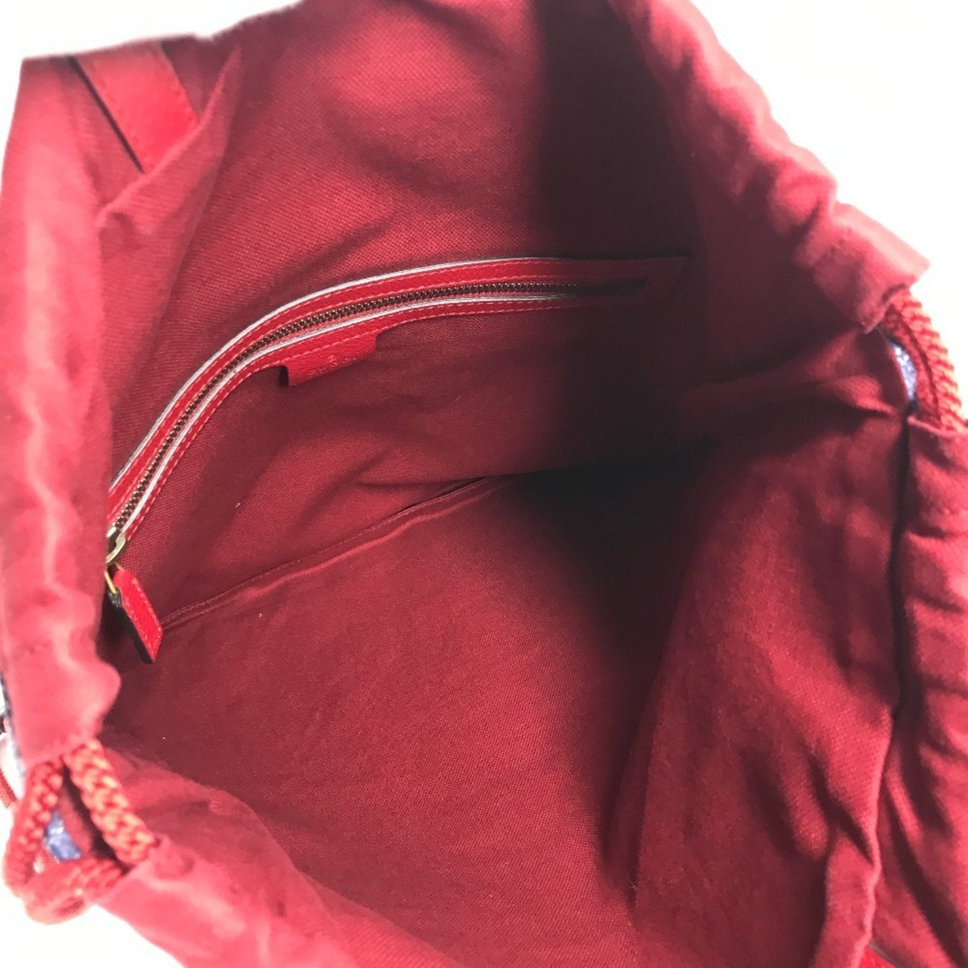 Gucci Navy Red Color White Leather Canvas Backpack Handbag Tote Bag