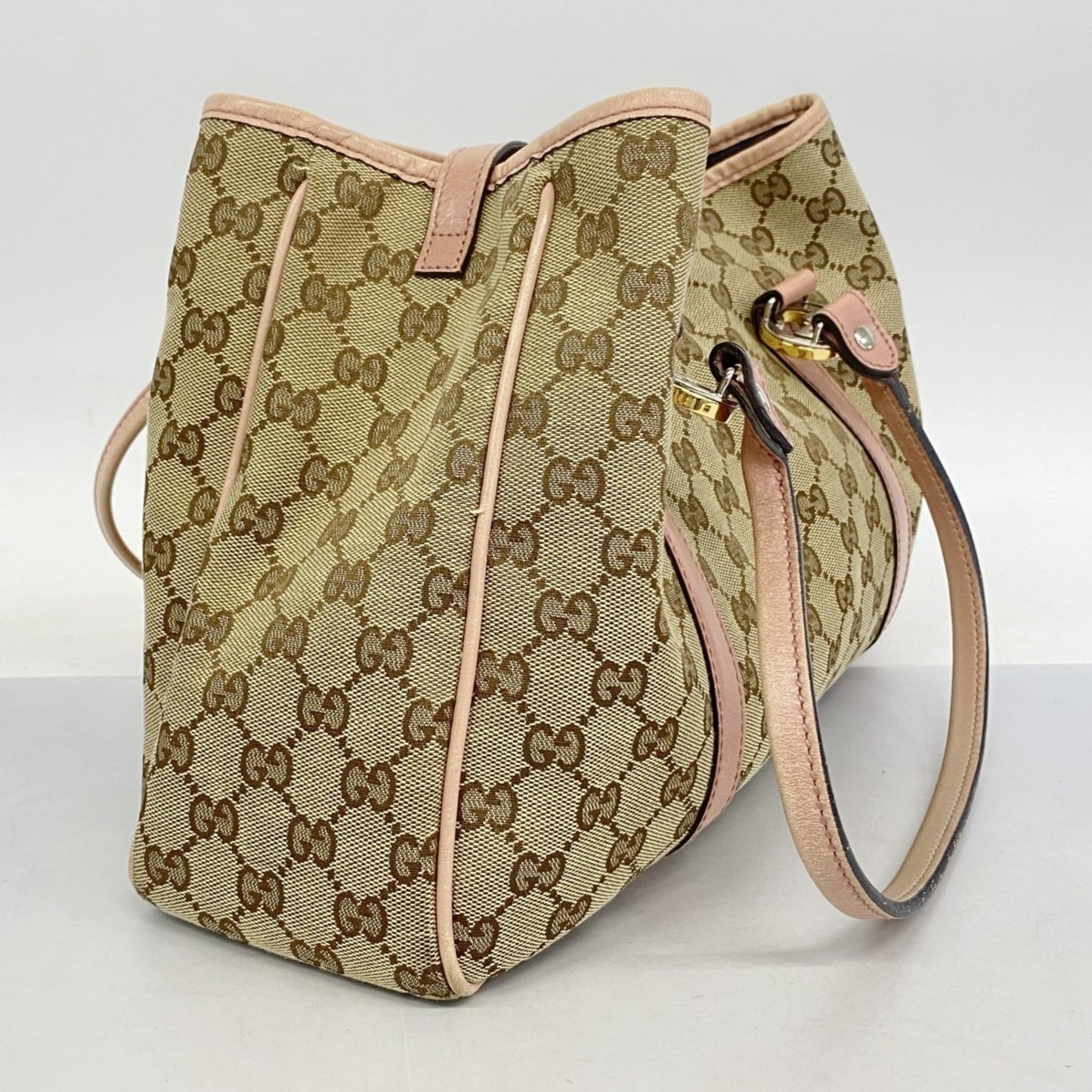 Gucci Beige Pink Canvas Tote Bag