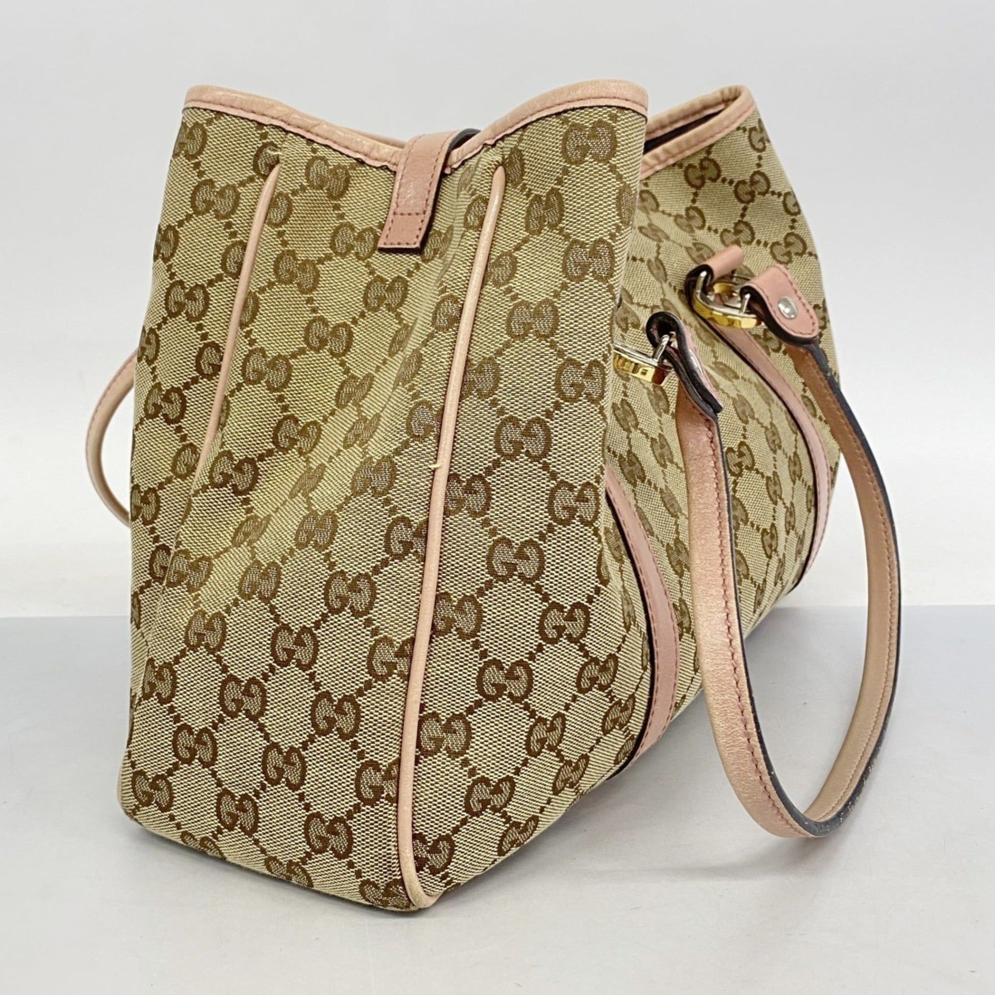 Gucci Beige Pink Canvas Tote Bag
