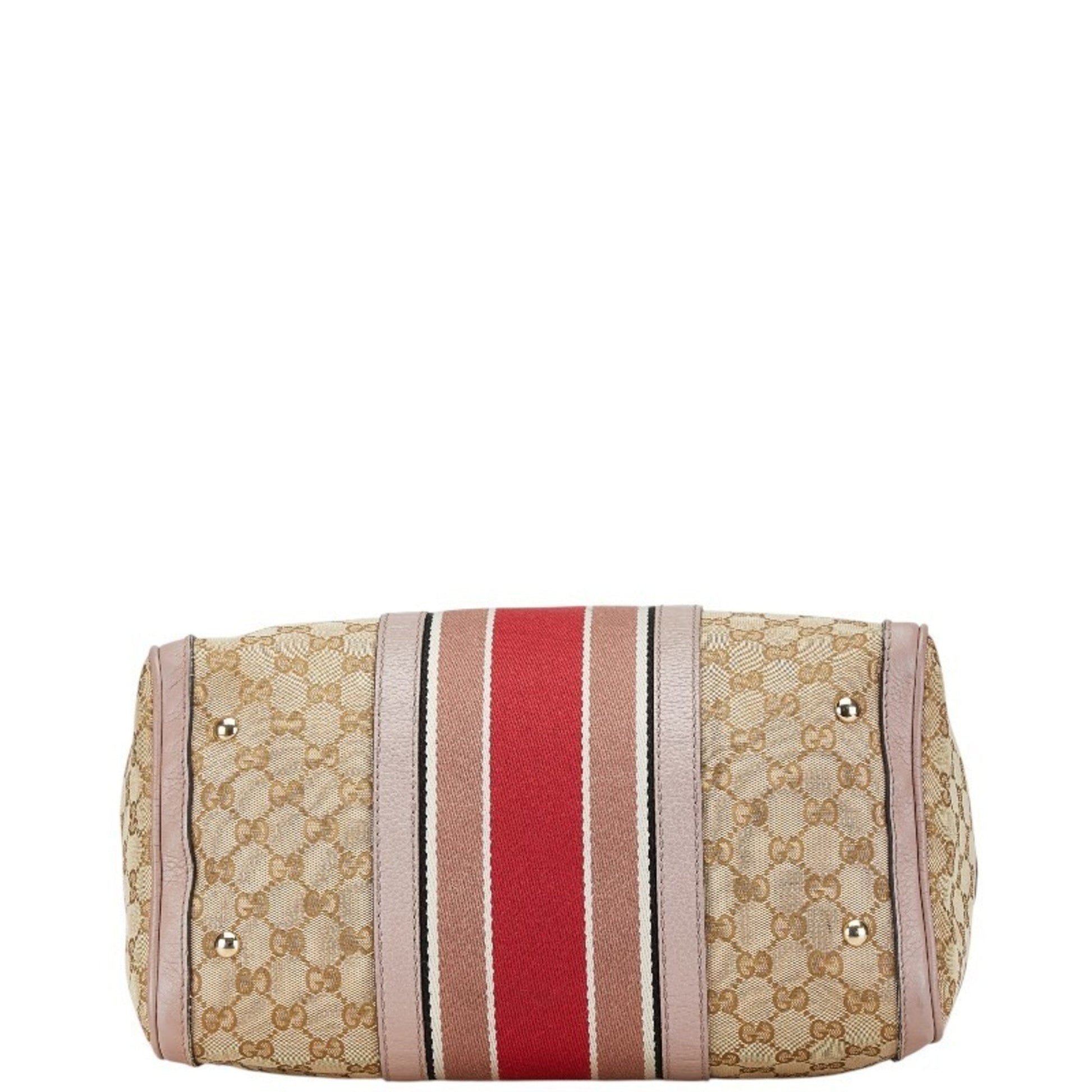 Gucci Beige Pink Canvas Leather Handbag Shoulder Bag