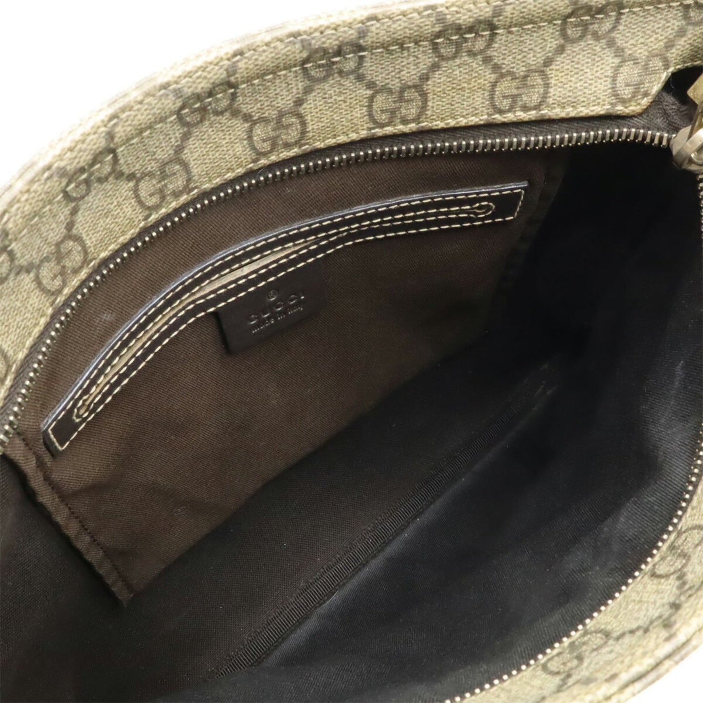 Gucci Beige Brown Dark Brown Khaki Gg Supreme Canvas Leather Shoulder Bag