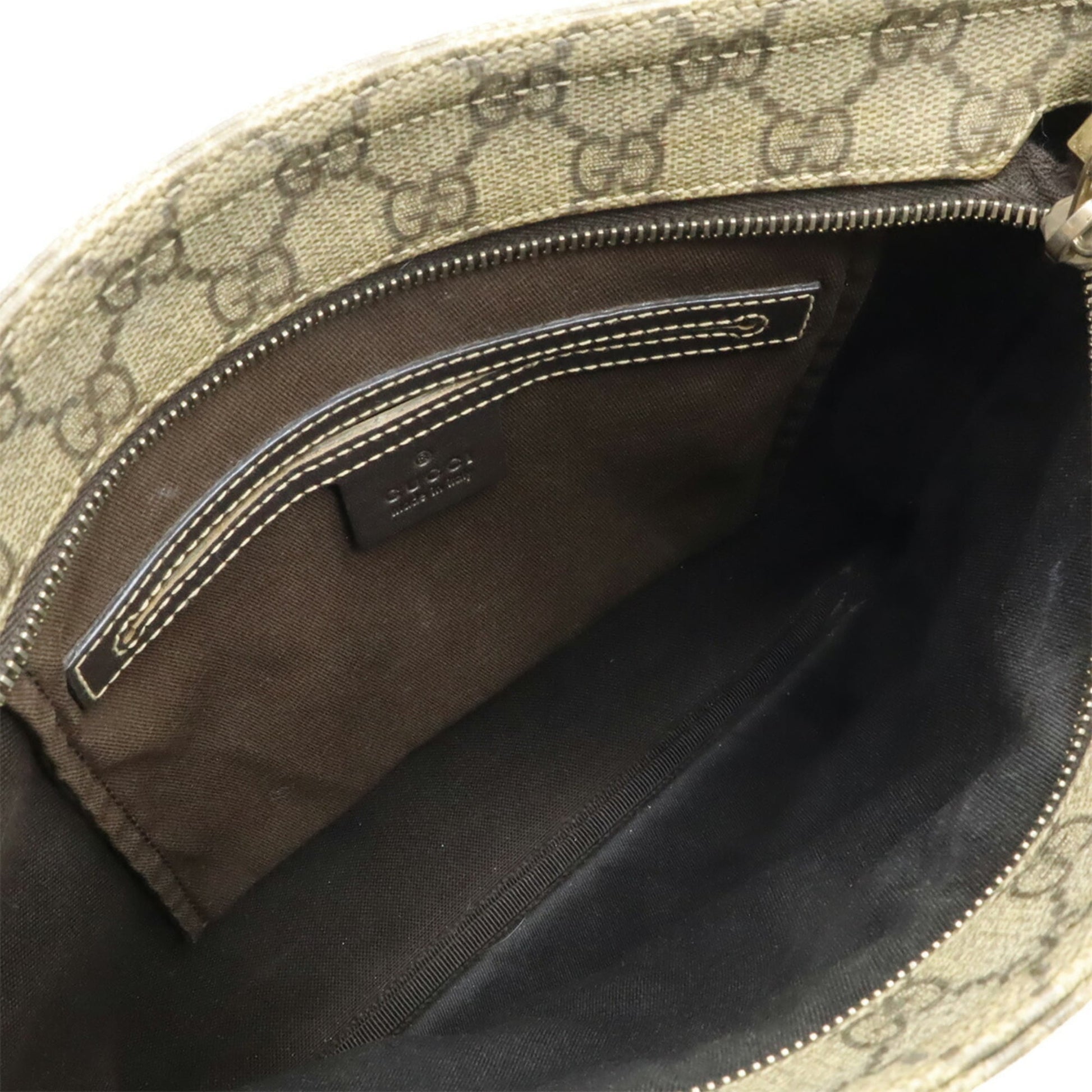 Gucci Beige Brown Dark Brown Khaki Gg Supreme Canvas Leather Shoulder Bag