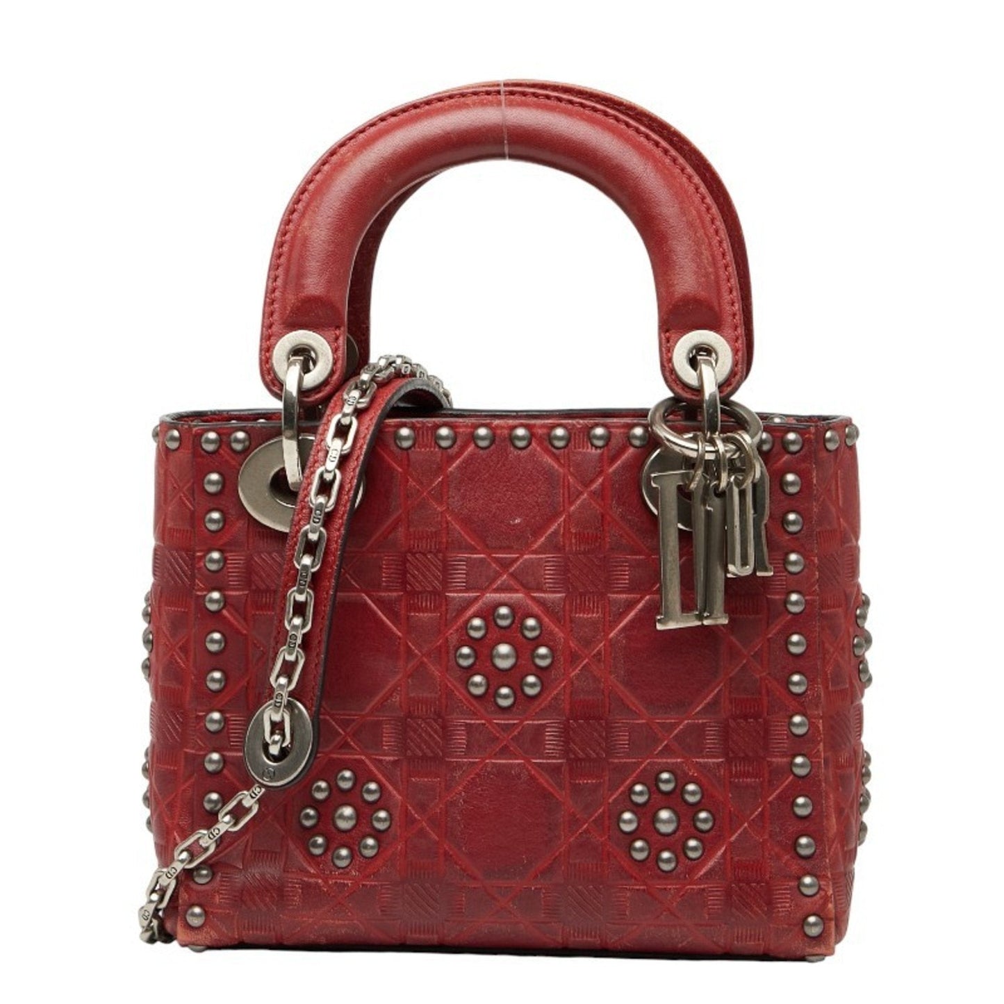 Dior Handbag Christian Lady Color Shoulder Bag Leather Red