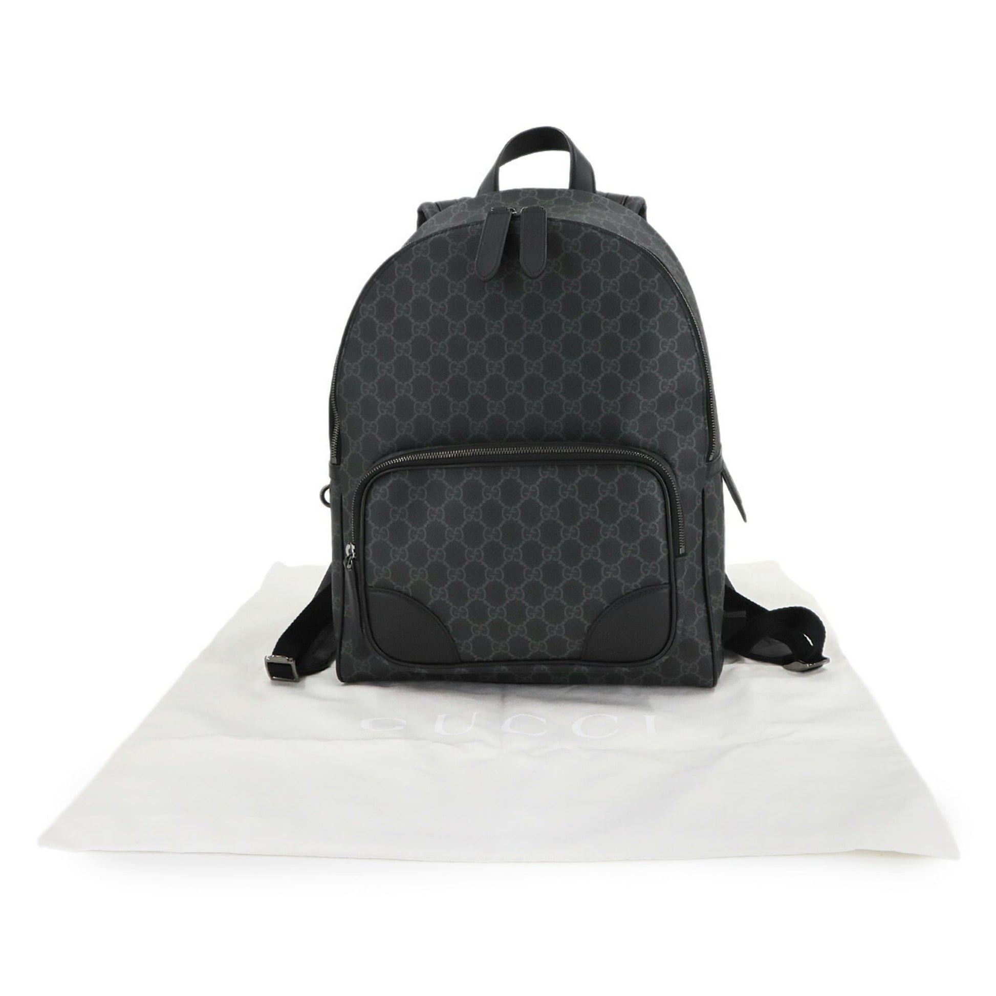 Gucci Black Fabric Leather Backpack