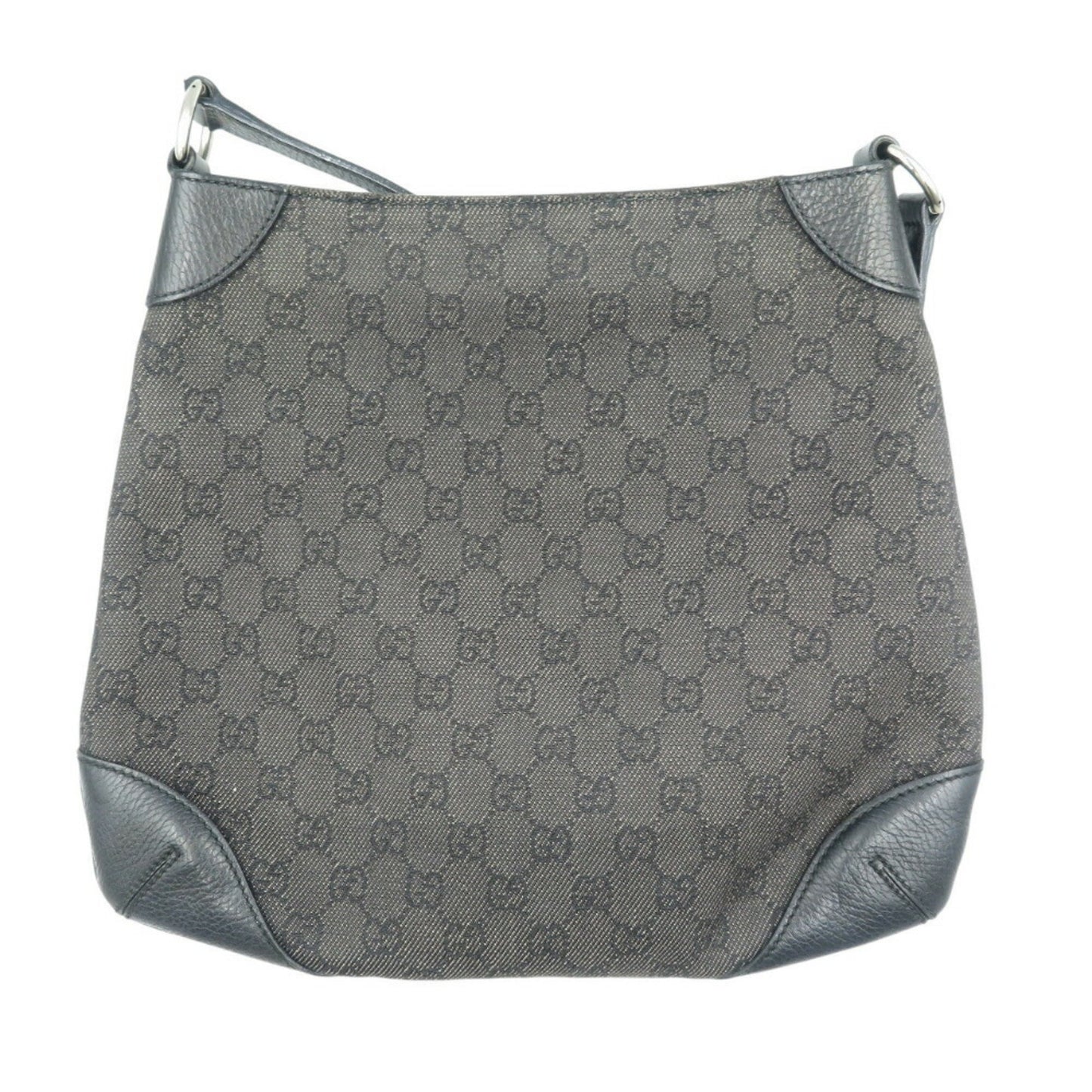Gucci Black Gg Canvas Leather Shoulder Bag