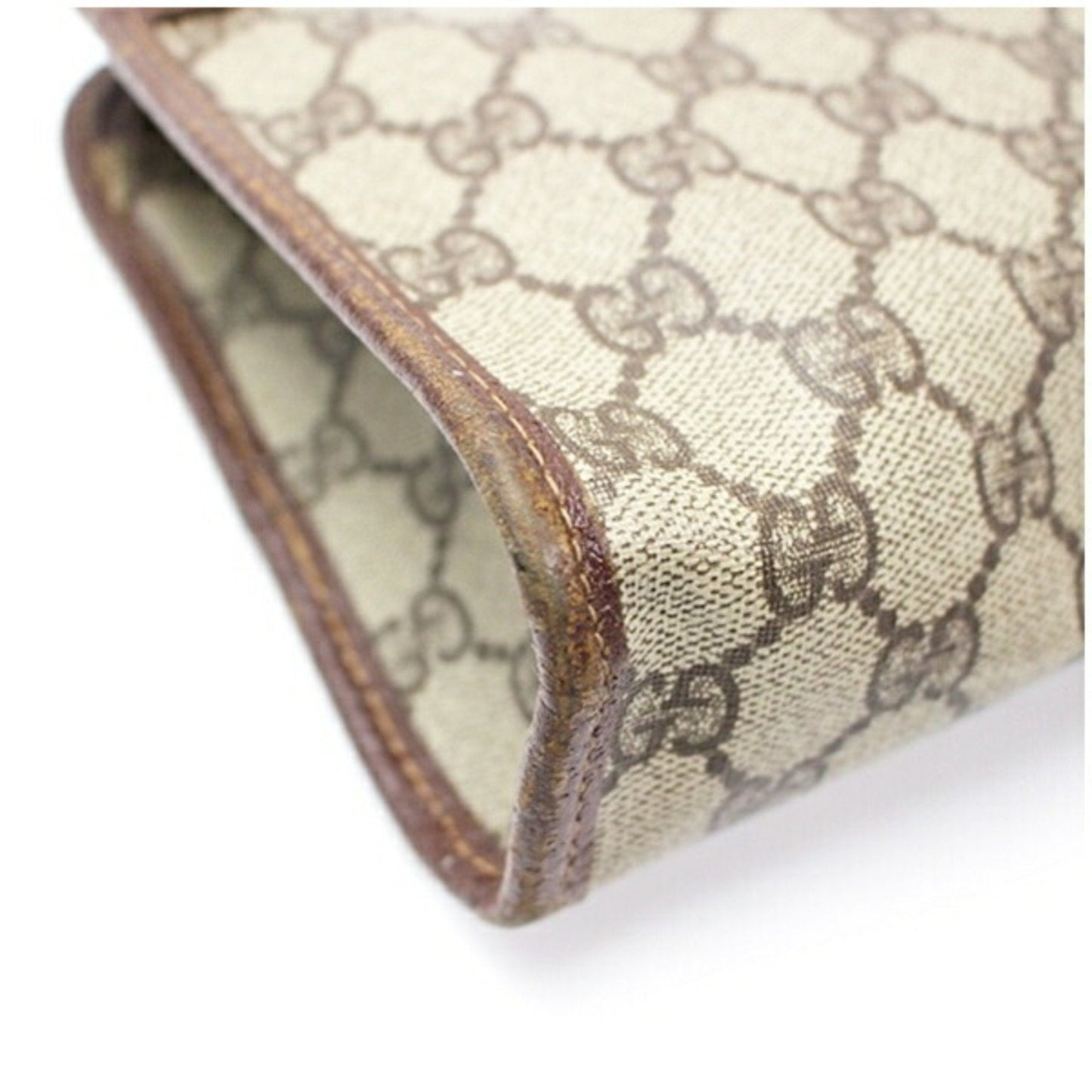 Gucci Beige Brown Pvc Leather Clutch Bag