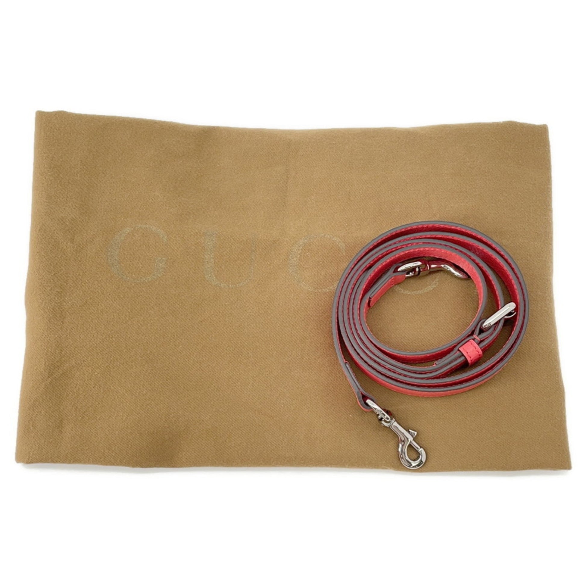 Gucci Red Brown Leather Shoulder Bag Tote Bag