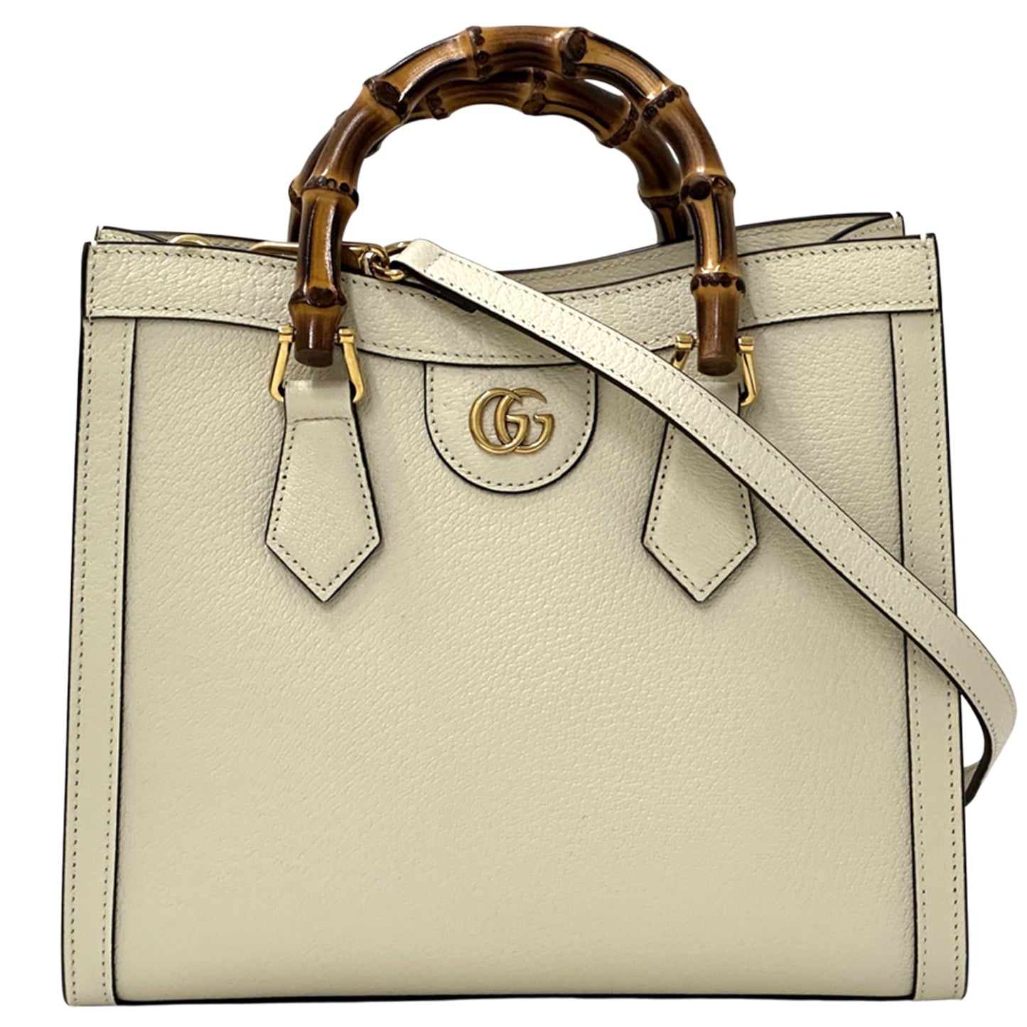 Gucci Bamboo White Leather Handbag Shoulder Bag