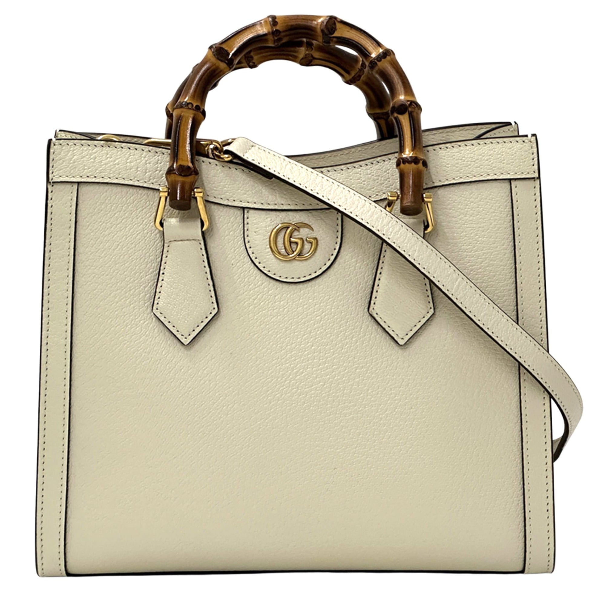 Gucci Bamboo White Leather Handbag Shoulder Bag