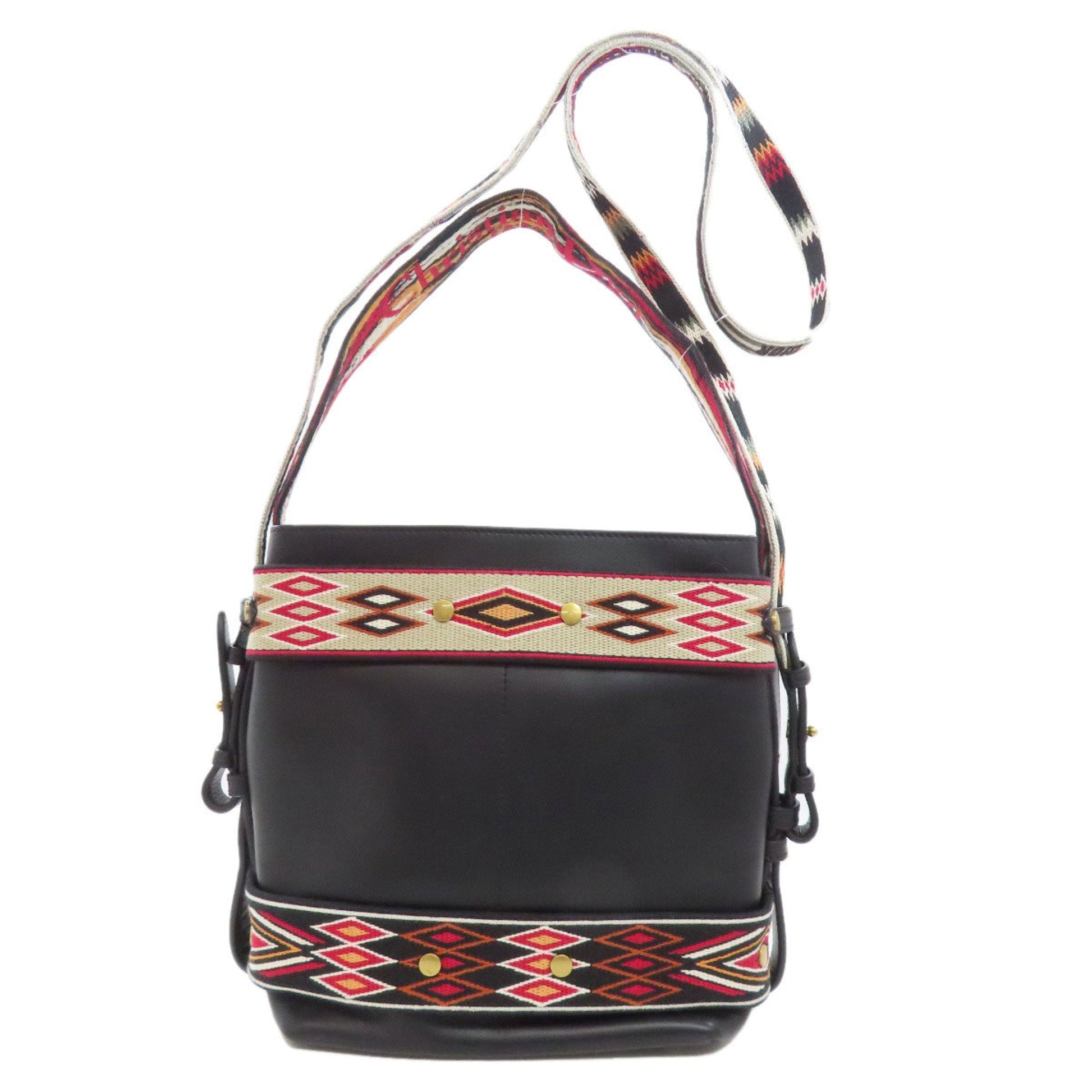 Dior Handbag Christian Shoulder Bag 39 Leather Black