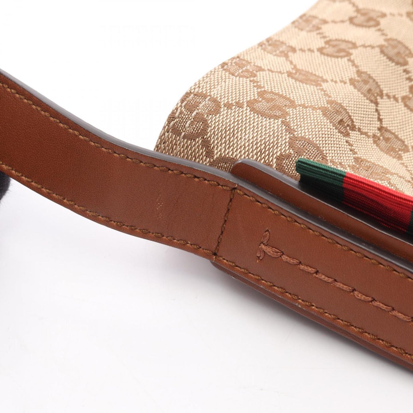 Gucci Beige Brown Canvas Leather Shoulder Bag