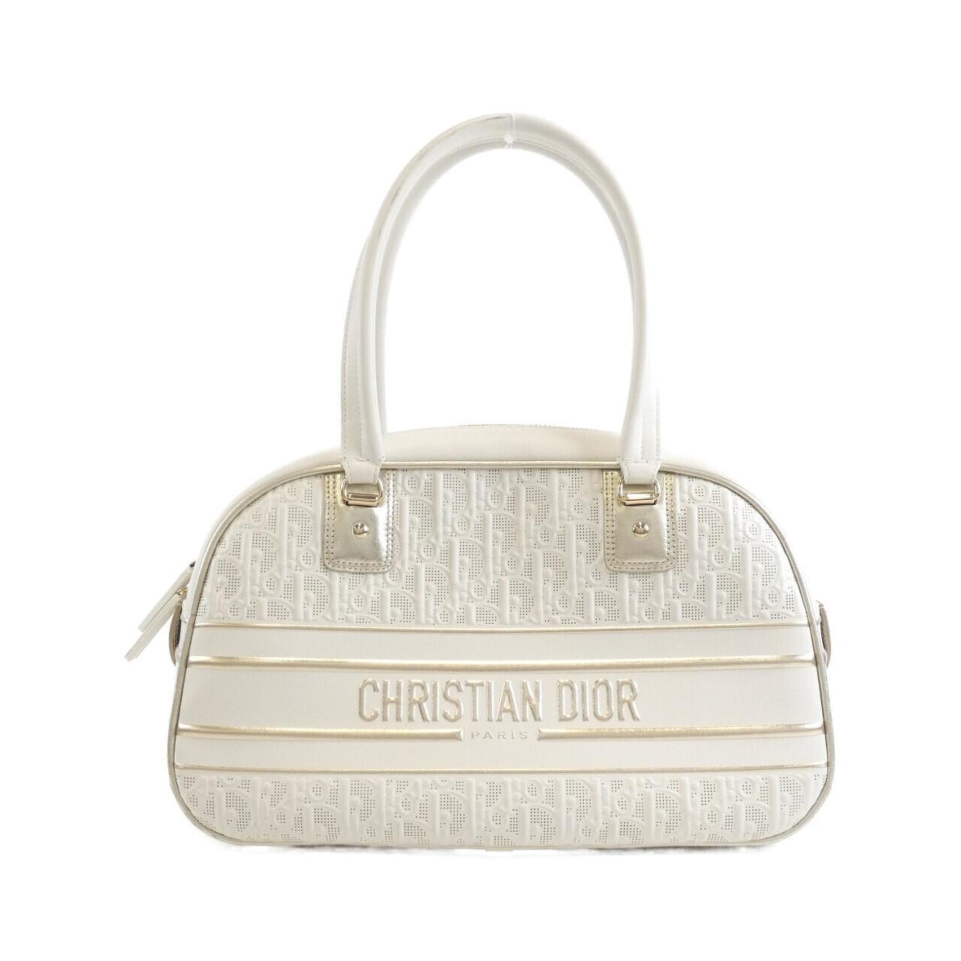 Dior Handbag Christian Boston Bag 2 Leather White
