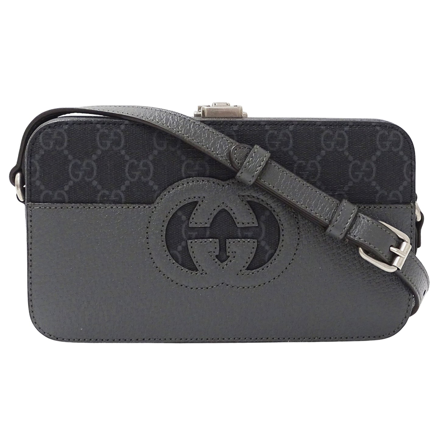 Gucci Black Gray Gg Supreme Canvas Shoulder Bag