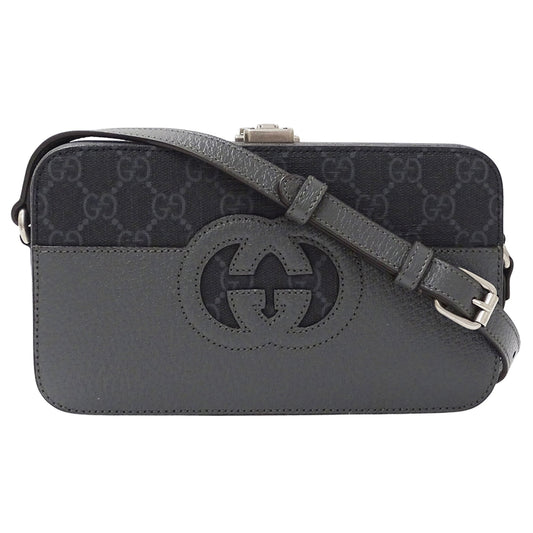 Gucci Black Gray Gg Supreme Canvas Shoulder Bag