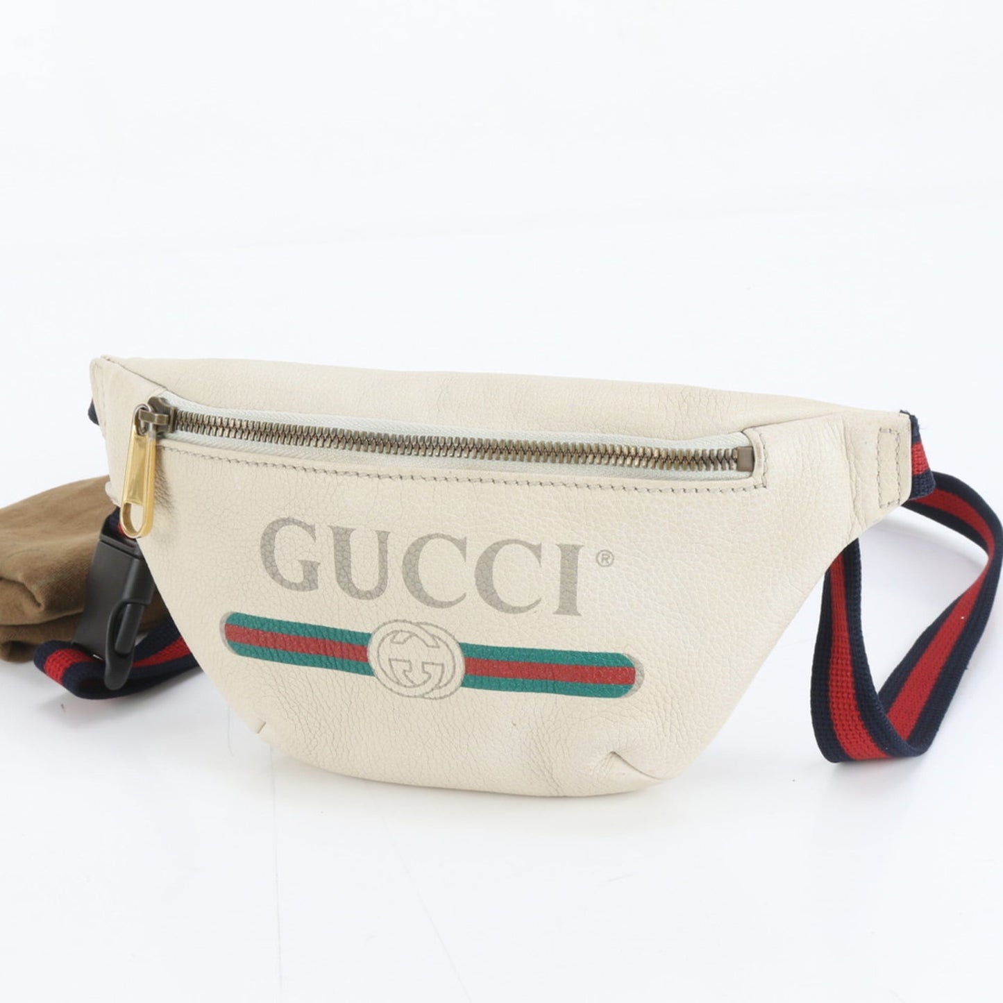 Gucci White Leather Pouch Sling Bag