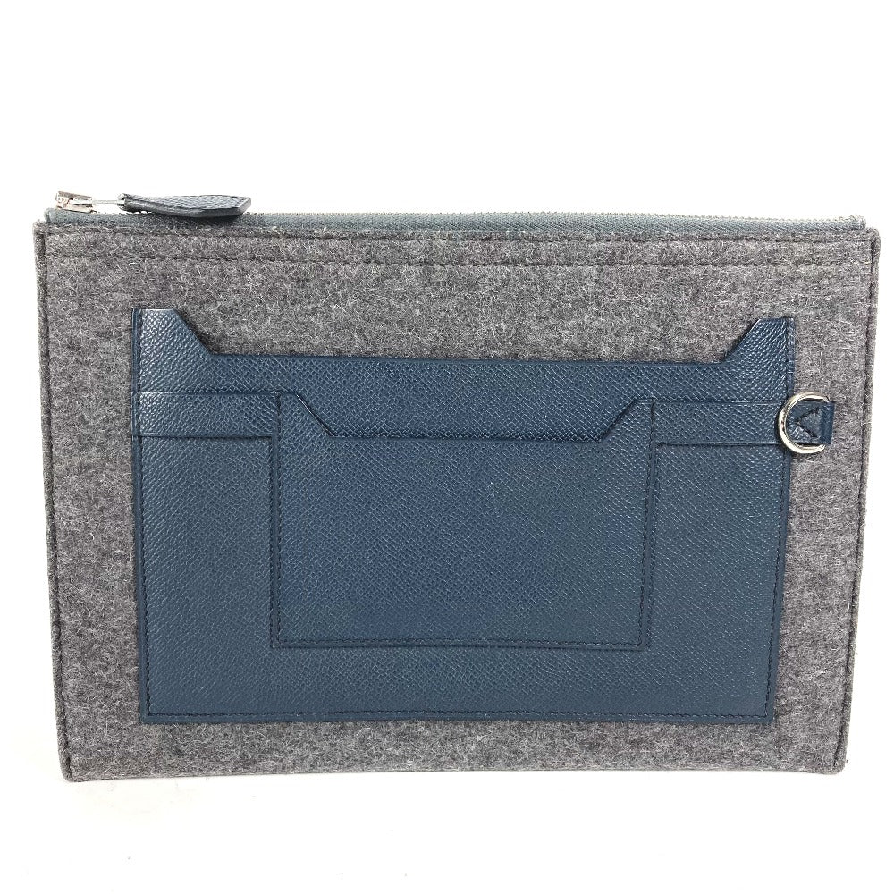 Hermes Clutch Bag Felt To Doo Leather Gray