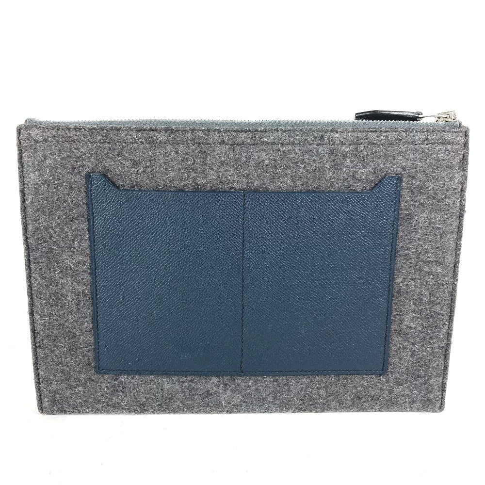 Hermes Clutch Bag Felt To Doo Leather Gray