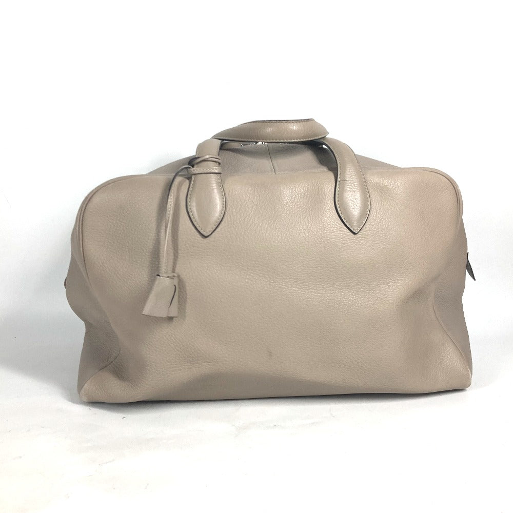 Boston Duffel Bag Taurillon Clemence Victoria Unisex(Unisex) Beige Travel Bag
