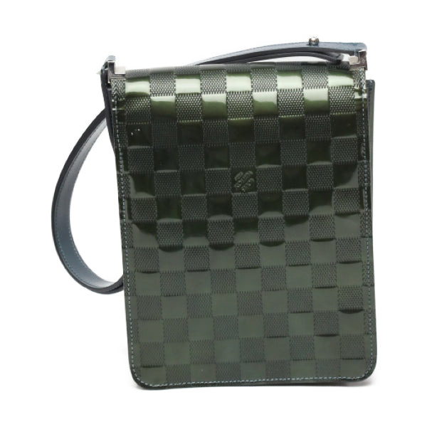 Louis Vuitton M92128 club Damier Vernis Petrol Leather Patent Blue Green Shoulder Bag