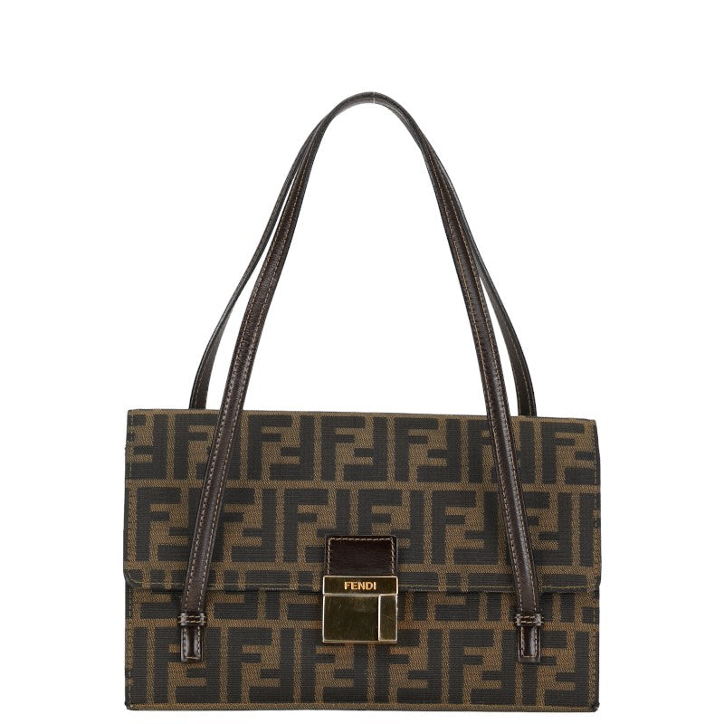 Fendi Zucca Handbag Leather Canvas Travel Bag
