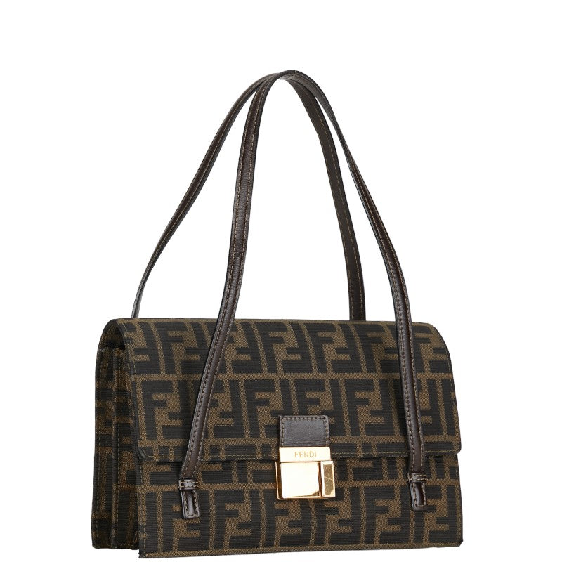Fendi Zucca Handbag Leather Canvas Travel Bag