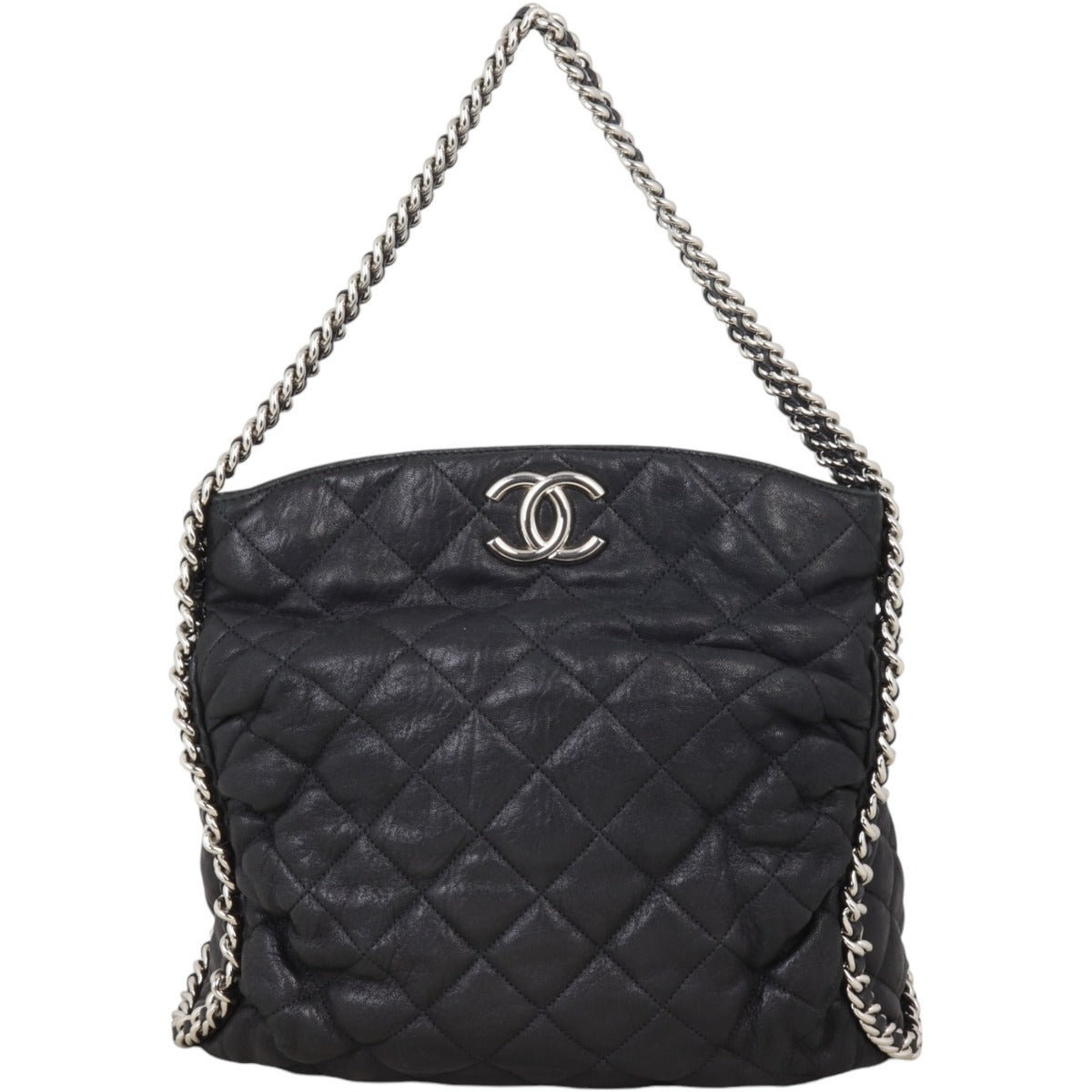 Chanel Around Hobo Quilted Black Shoulder Bag
