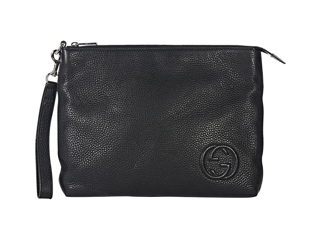Black Gucci Soho Pebbled Leather Clutch