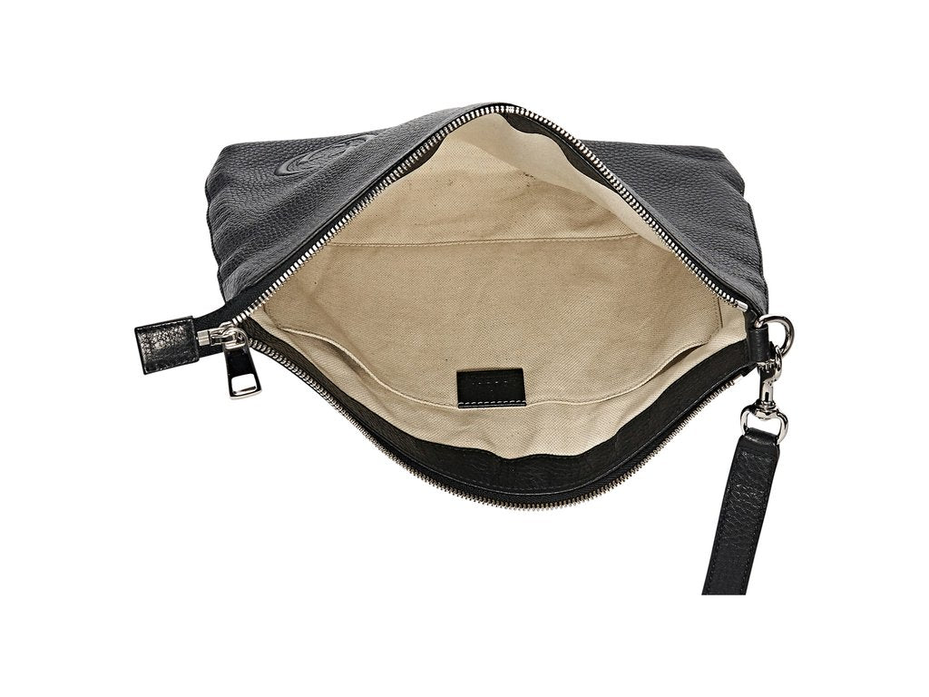 Black Gucci Soho Pebbled Leather Clutch