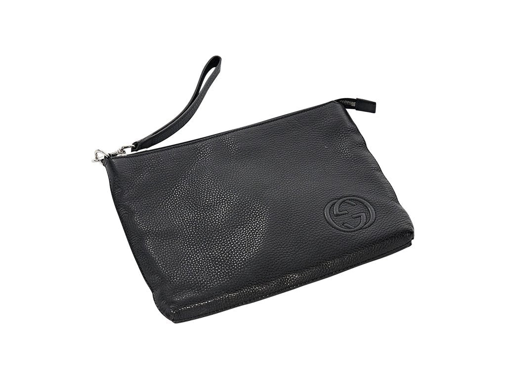 Black Gucci Soho Pebbled Leather Clutch