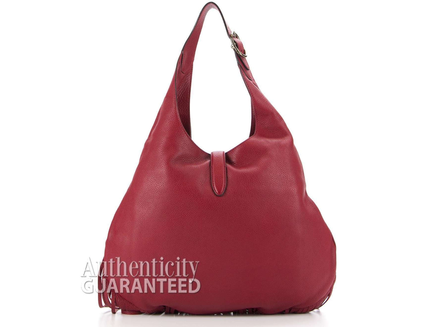 Gucci Red Leather Nouveau Fringe Jackie Hobo Bag