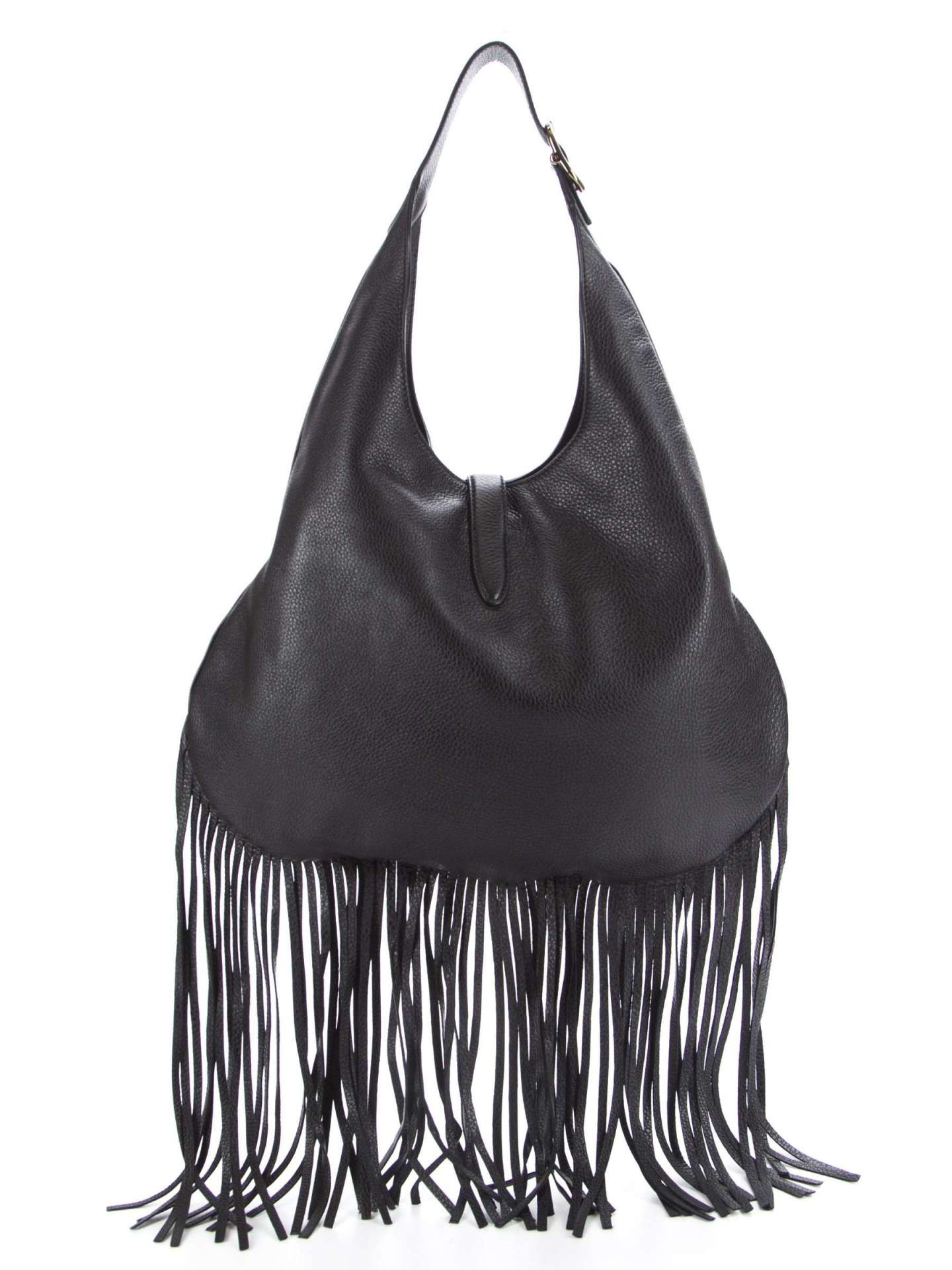 Gucci Black Leather Nouveau Fringe Jackie Hobo Bag