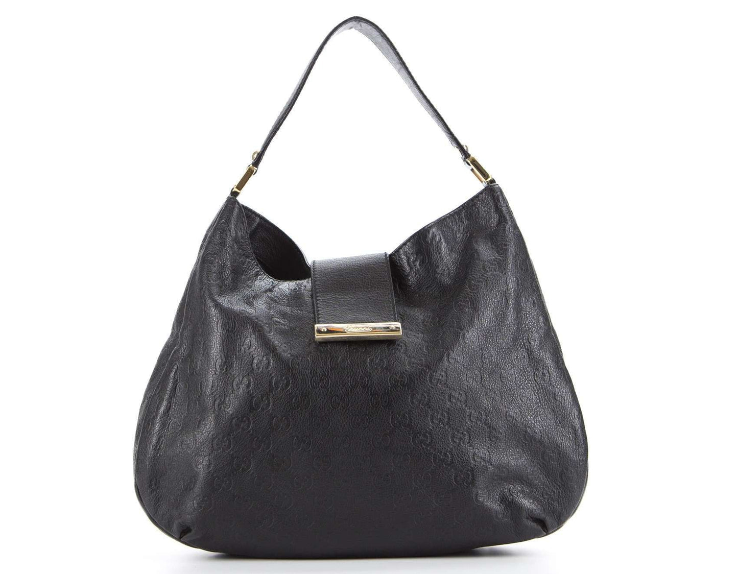 Gucci Black Guccissima New Ladies Large Web Hobo Bag