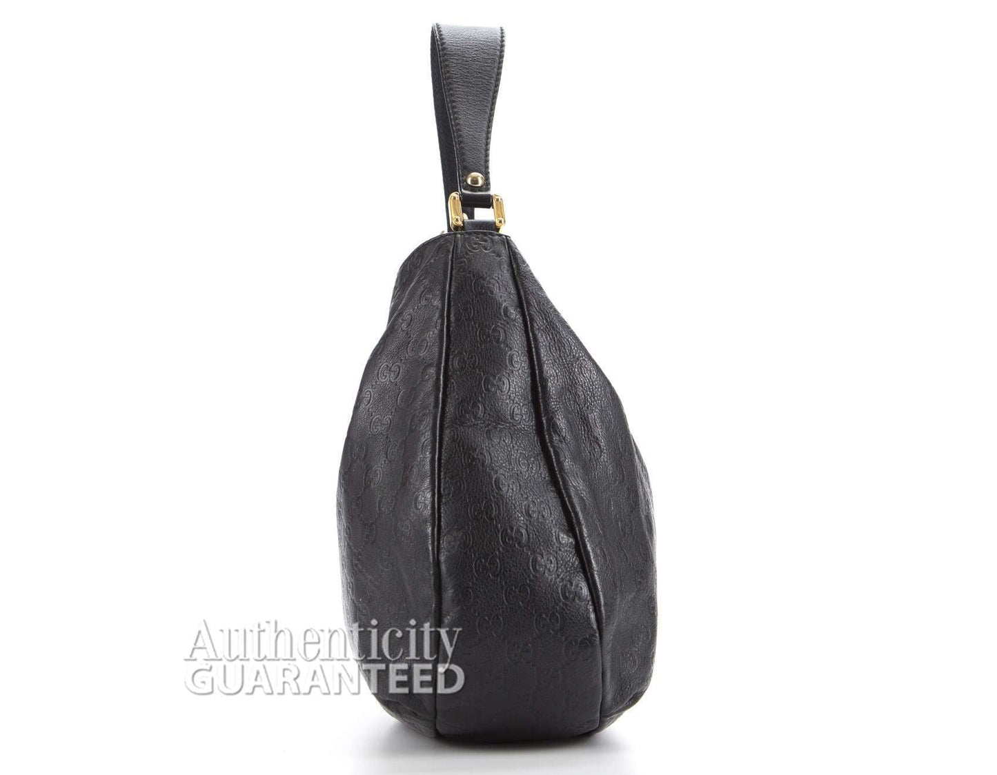 Gucci Black Guccissima New Ladies Large Web Hobo Bag